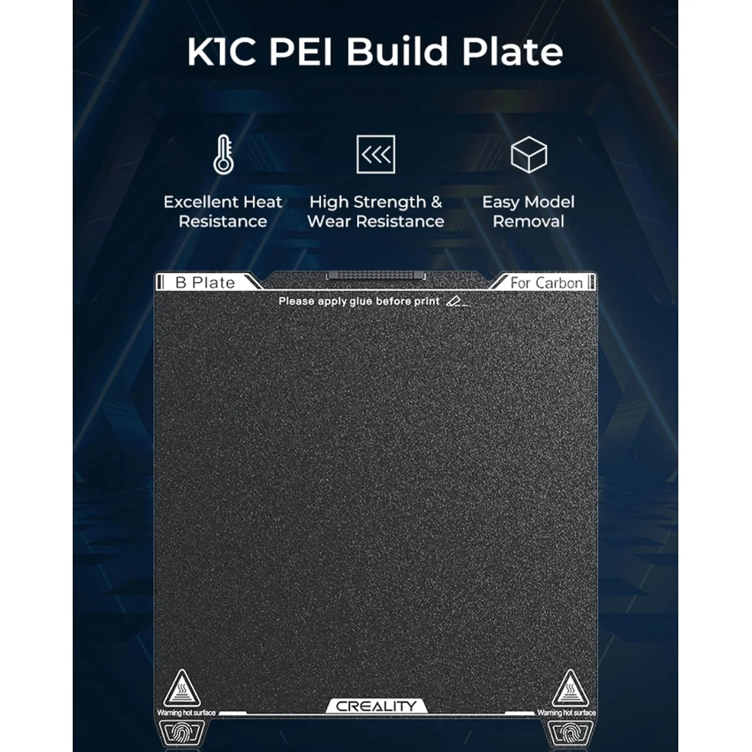 صفحه ساخت Creality K1C با ابعاد 235x235 میلی‌متر: صفحه PEI با بافت انعطاف‌پذیر و مغناطیسی از جنس فولاد فنری برای K1/K1C/K1 SE/Ender 3/3 V2/3 V3/3 V3 KE/3 V3 SE/3 Neo/3 V2 Neo و سایر پرینترهای سه بعدی