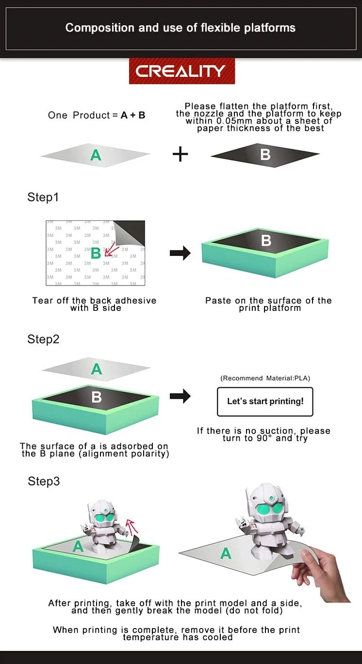 صفحه ساخت مغناطیسی قابل جابجایی فوق العاده انعطاف پذیر پرینتر سه بعدی کرالیتی CR-10/10S Ender-3 Max Neo، پوشش بستر گرم شونده 12x12 اینچ