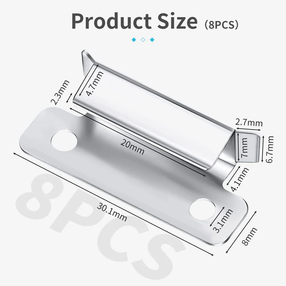 گیره های تخت شیشه ای پرینتر سه بعدی کرالیتی اندِر 3، بسته 8 عددی، گیره های تخت نقره ای استیل ضد زنگ 7 میلی متری برای سری Ender 3، سری Ender 5، سری CR-10، پلتفرم تخت گرم شونده