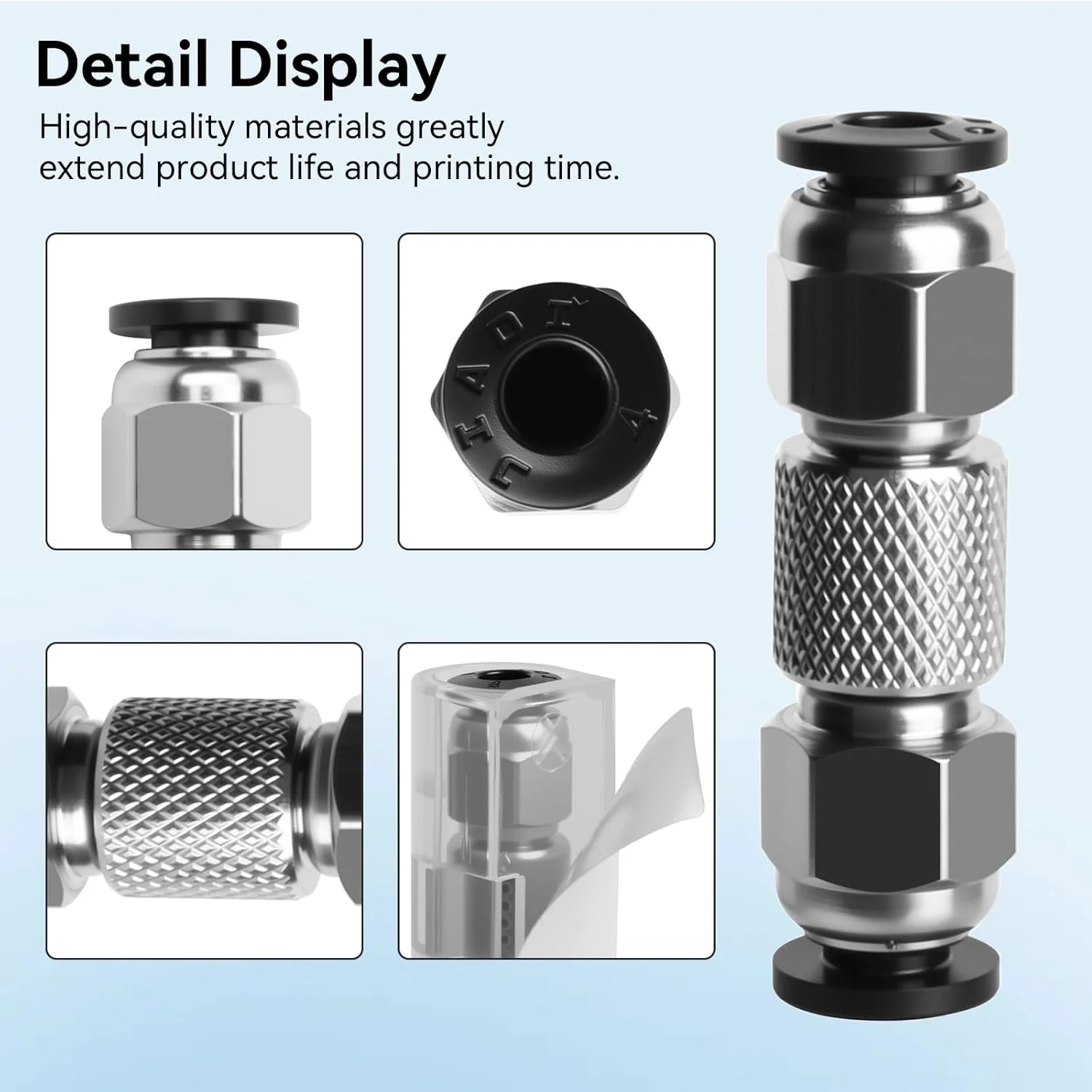 اتصال دهنده لوله PTFE استیل باودن سازگار با پرینترهای سه بعدی Bambu Lab X1/X1C/X1E/P1P/P1S، لوازم جانبی پرینتر سه بعدی مقاوم در برابر درجه حرارت بالا (3 عدد)