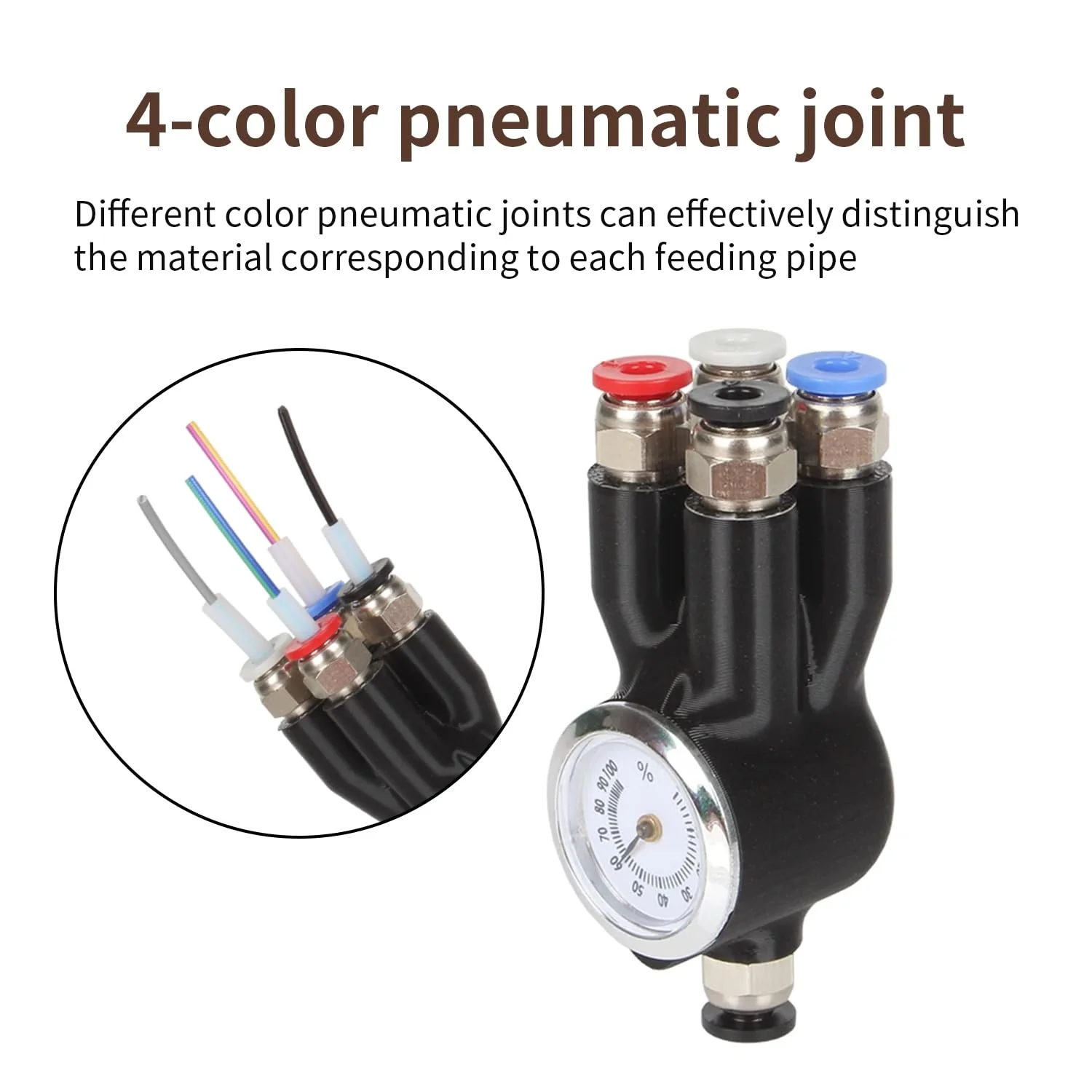 آداپتور PTFE پنج در یک برای پرینتر سه بعدی Bambu Lab P1P / P1S / X1 / X1C / X1E، اتصالات لوله AMS پنج در یک با رطوبت سنج داخلی، قطعات پرینتر سه بعدی لوله انتقال تغذیه فیلامنت