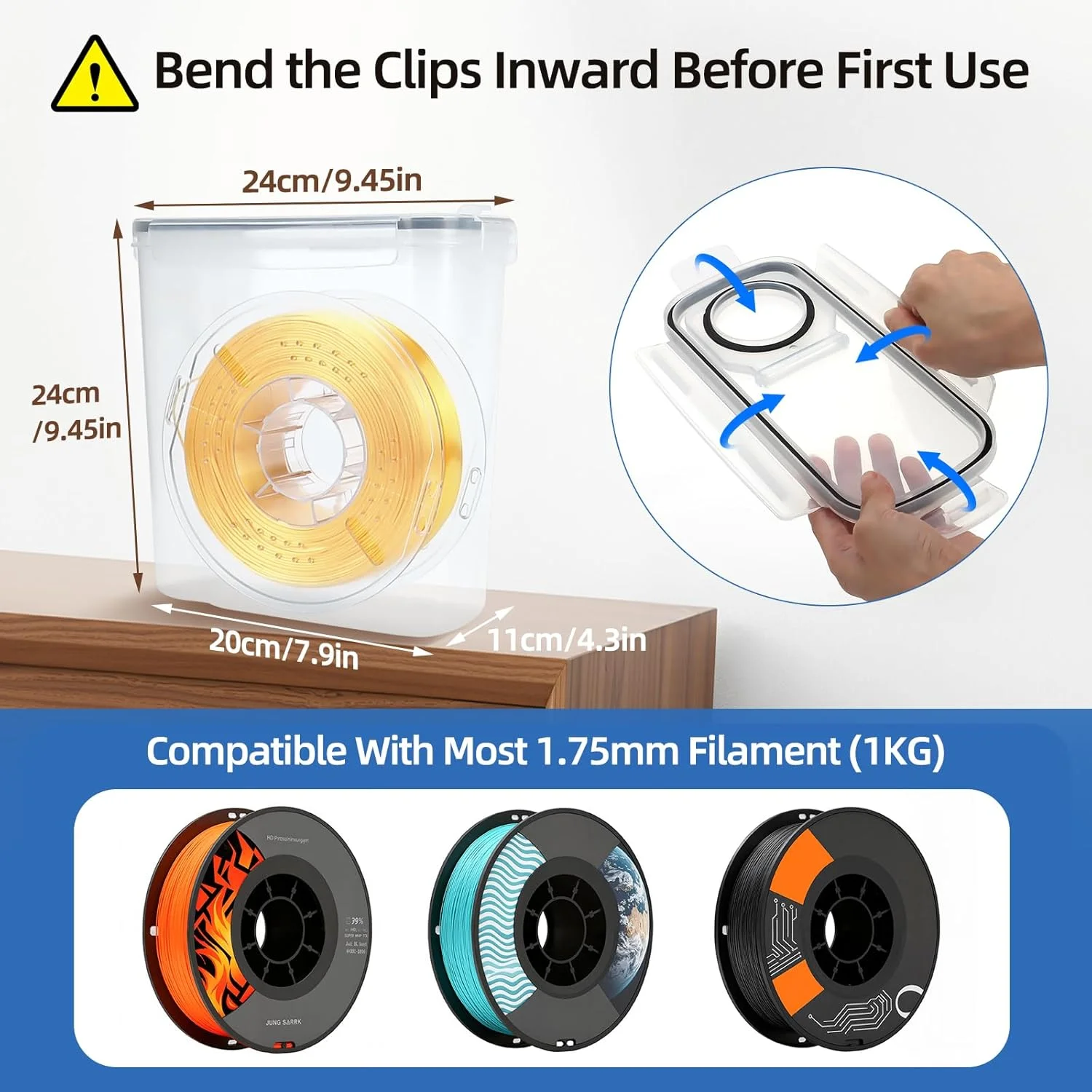 جعبه نگهداری فیلامنت - بسته 4 عددی محفظه فیلامنت به همراه ماده خشک کننده و برچسب قابل استفاده مجدد برای نگهداری خشک فیلامنت های چاپ سه بعدی، ضد آب و ضد گرد و غبار 4.0 لیتری