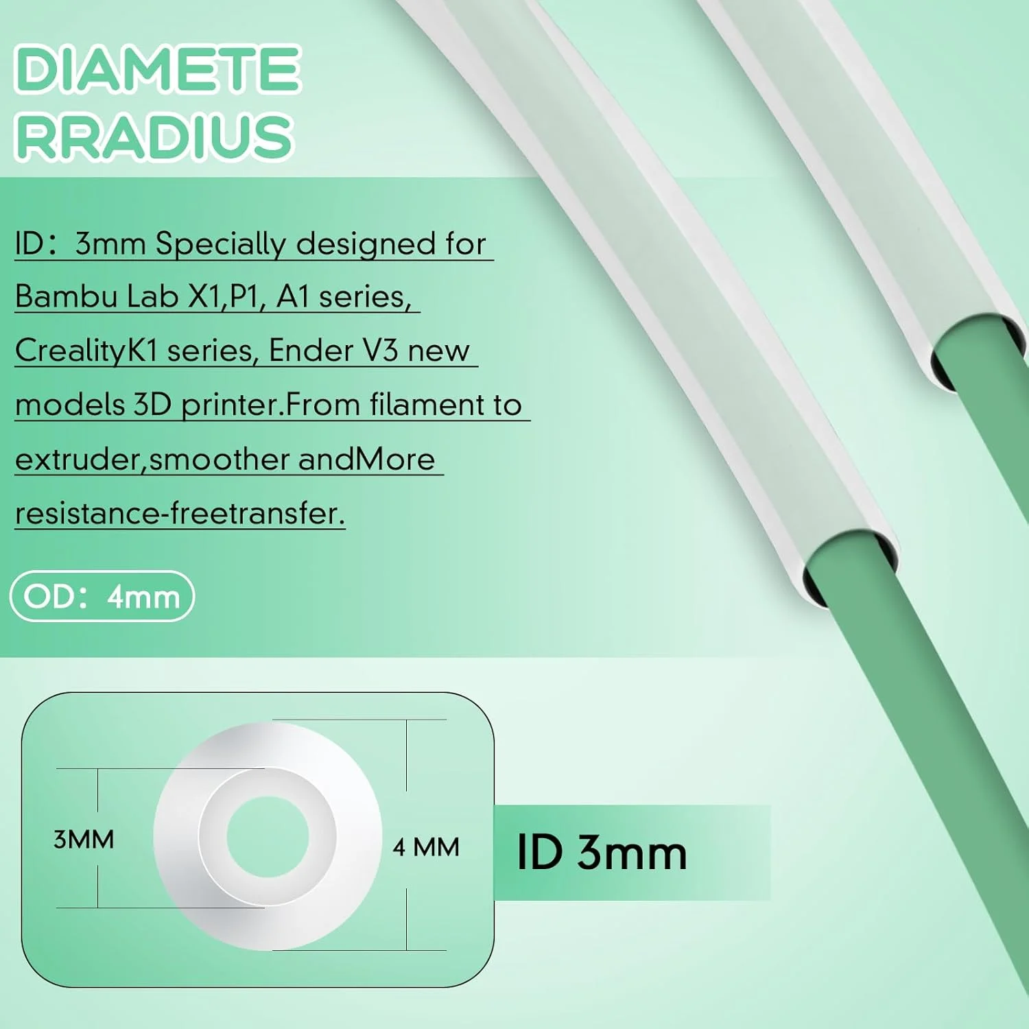 لوله تفلون PTFE طول 5 متر با کاتر و اتصال، 3 میلی متر ID X 4 میلی متر OD شلنگ پرینتر سه بعدی، لوله با درجه غذایی و مقاوم در برابر درجه حرارت بالا برای اکثر فیلامنت های 1.75 میلی متری PLA ABS پرینتر سه بعدی (شفاف)
