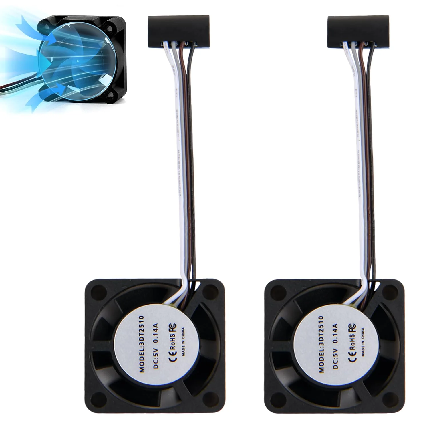 فن خنک کننده هاتاند اکسترودر 2 عددی برای پرینتر سه بعدی Bambu lab P1P/P1S، فن خنک کننده سریع 2510 برای سری Bambu Lab P1 فن خنک کننده هاتاند اکسترودر 2 عددی برای پرینتر سه بعدی Bambu lab P1P/P1S، فن خنک کننده سریع 2510 برای سری Bambu Lab P1