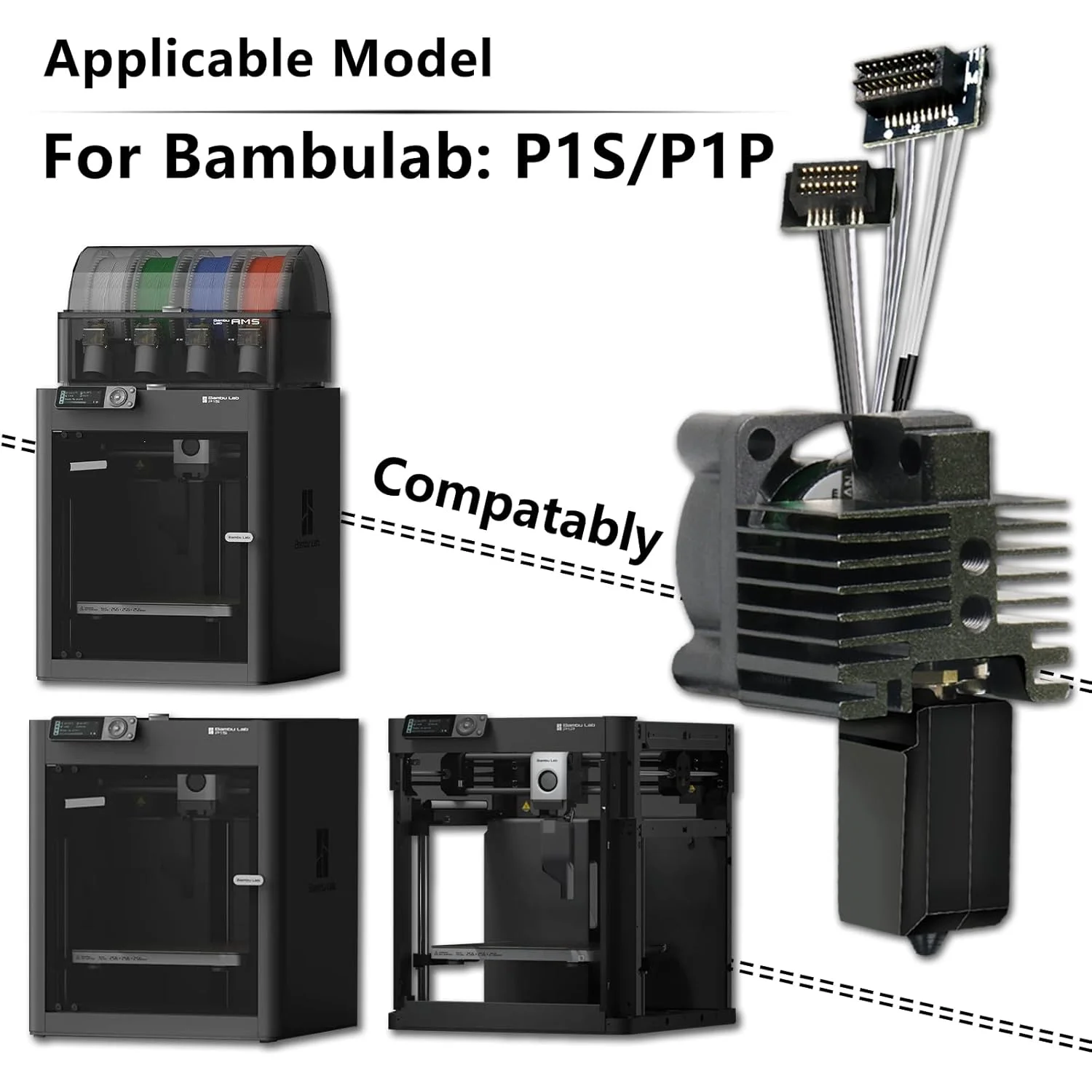 کیت هات‌اند کامل P1S با نازل‌های قابل تعویض (0.2mm 0.4mm 0.6mm 0.8mm)، مجموعه نازل فولادی سخت شده برای پرینتر سه بعدی Bambu Lab P1S/P1P، جایگزینی هات‌اند برای چاپ متنوع