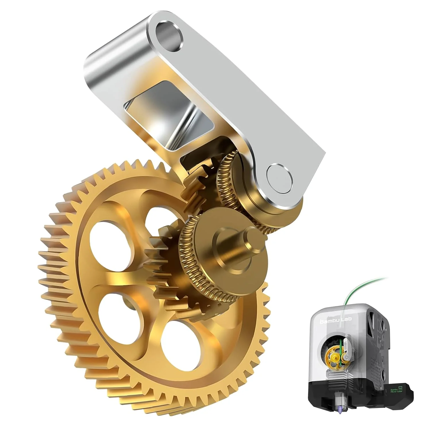 چرخ دنده اکسترودر ارتقا یافته برنجی برای پرینترهای سه بعدی Bambu Lab P1P/P1S/X1C/X1E، چرخ دنده اکسترودر با پوشش نانو RNC طلایی چرخ دنده اکسترودر ارتقا یافته برنجی برای پرینترهای سه بعدی Bambu Lab P1P/P1S/X1C/X1E، چرخ دنده اکسترودر با پوشش نانو RNC طلایی