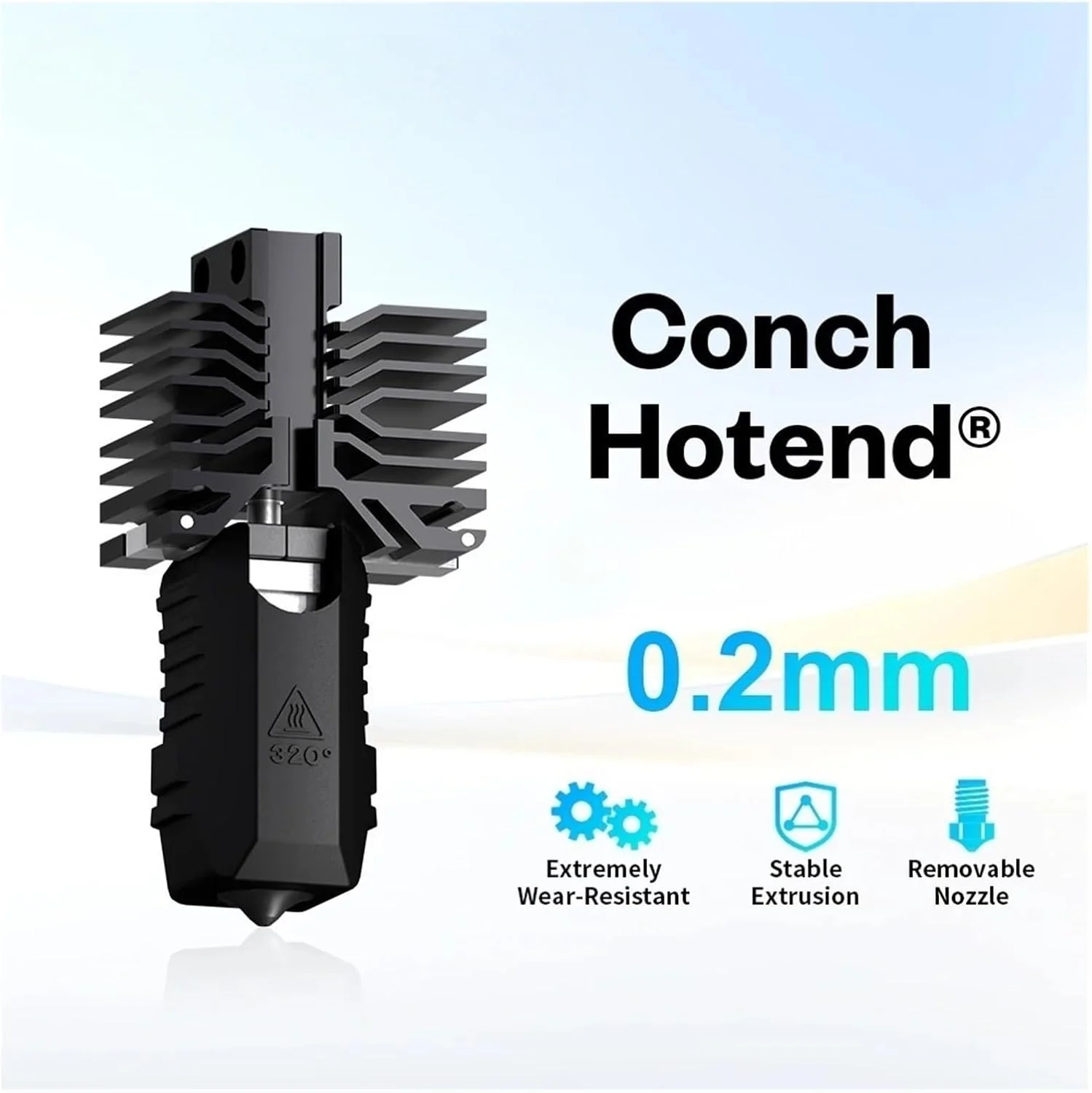 هات‌اند Conch سازگار با QIDI Plus4 – نازل EndCoat™ (0.2/0.4/0.6/0.8 میلی‌متر)، سرعت بالا 30 میلی‌متر مکعب بر ثانیه، لوازم جانبی هات‌اند پرینتر سه بعدی (هات‌اند Coach 0.2 میلی‌متر)