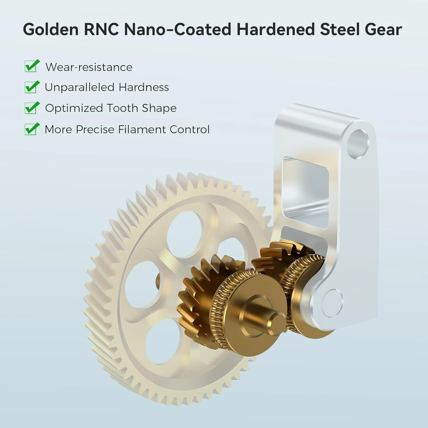 چرخ دنده اکسترودر ارتقا یافته برنجی برای پرینترهای سه بعدی Bambu Lab P1P/P1S/X1C/X1E، چرخ دنده اکسترودر با پوشش نانو RNC طلایی