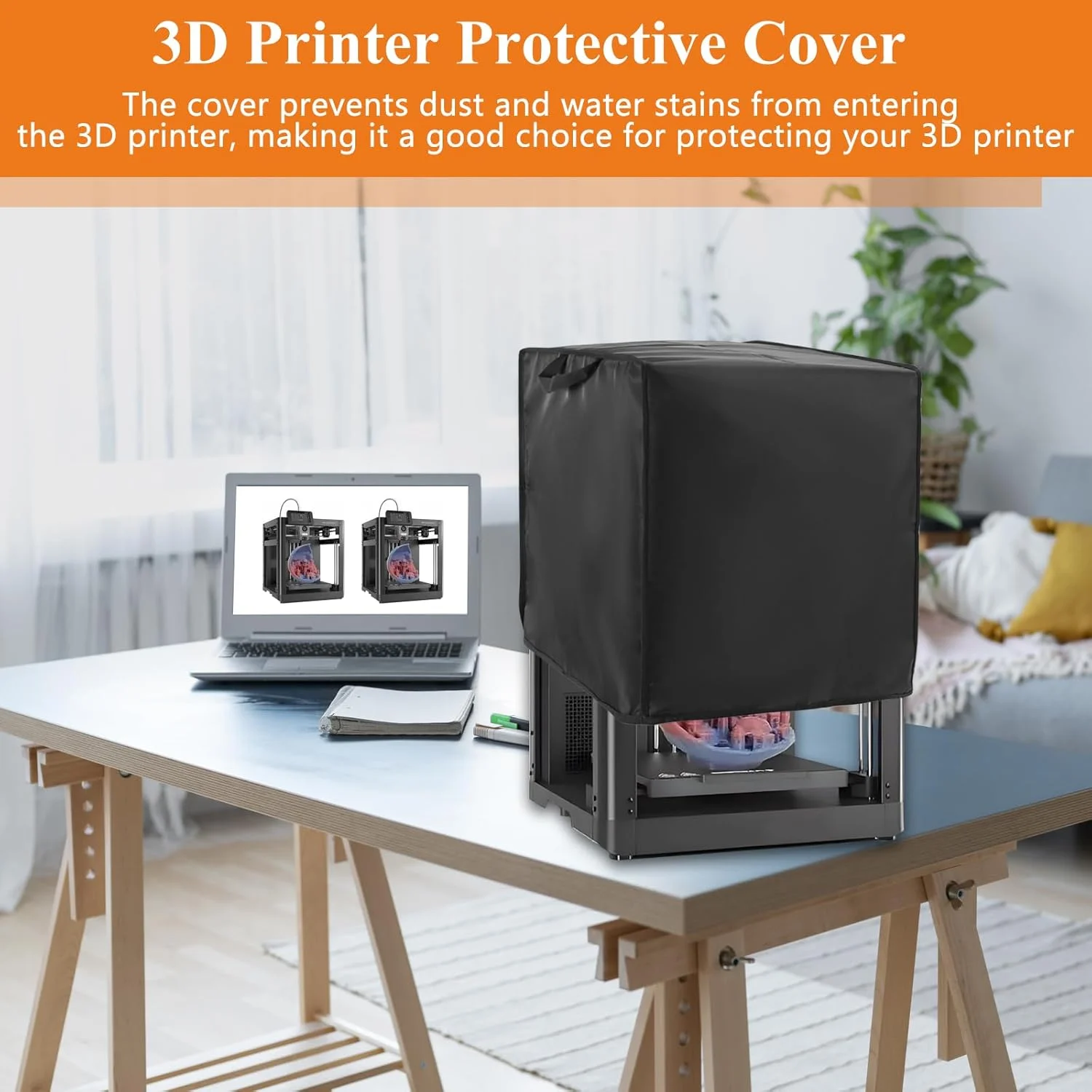 روکش پرینتر سه بعدی، سازگار با FLASHFORGE 5M/Creality، نایلون سنگین 600D، لوازم جانبی محافظ گرد و غبار، محافظ تجهیزات ضد الکتریسیته ساکن، برای محفظه پرینتر سه بعدی (17.7Lx16.9Wx18.9H اینچ، مشکی)