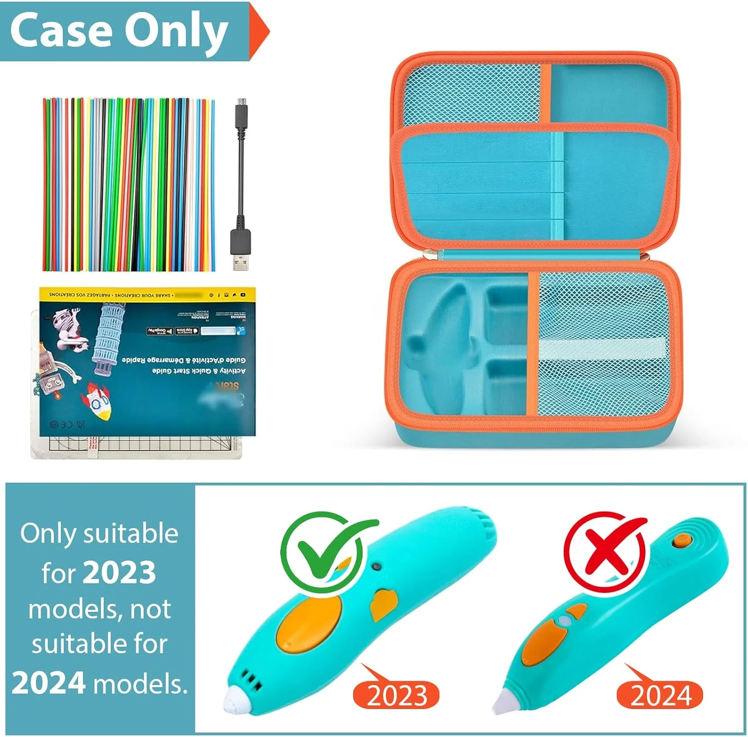 کیف محافظ سازگار با 3Doodler Start+ Essentials (2023) برای مجموعه قلم سه بعدی کودکان، کیف نگهداری مجموعه فعالیت هنری برای اسباب بازی STEM آموزشی، نگهدارنده رشته های پلاستیکی، مناسب برای نسخه 2024 نیست - سبز