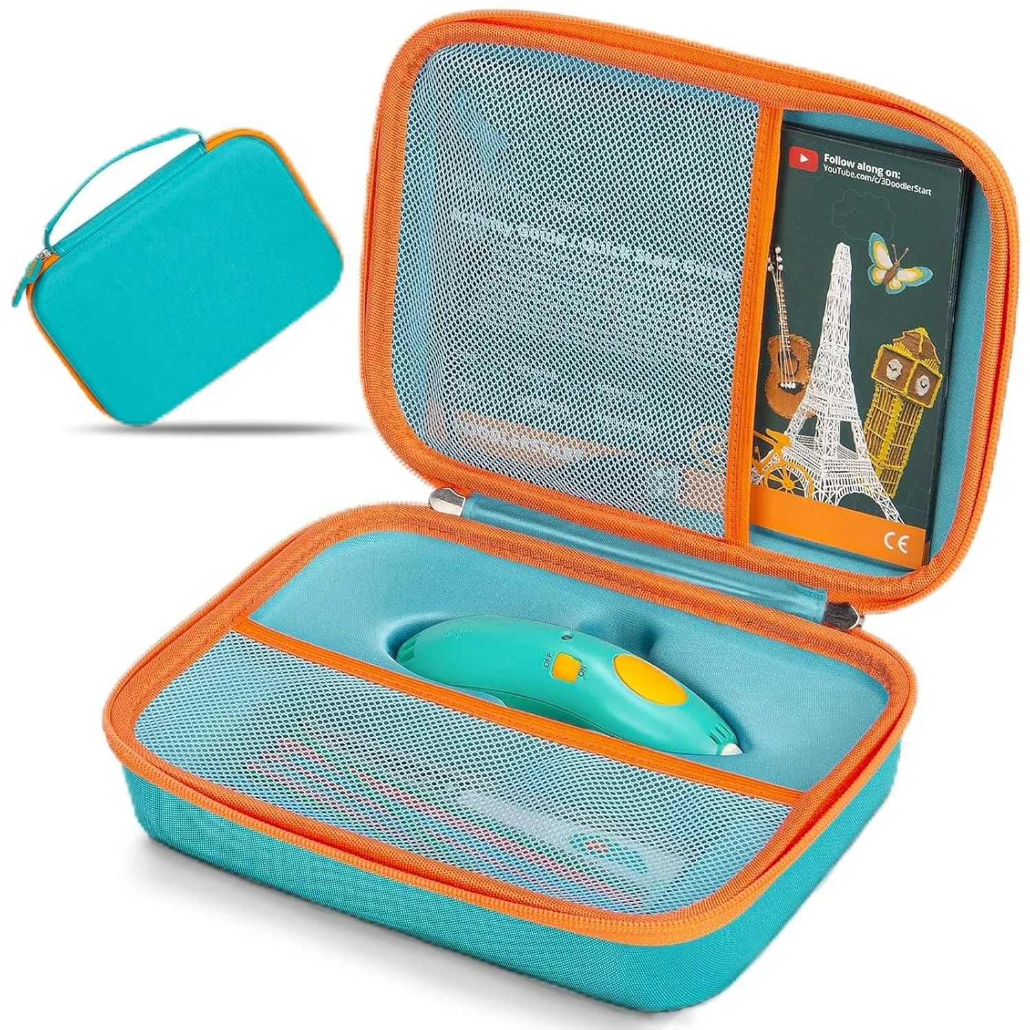 کیف مخصوص قلم سه بعدی 3Doodler Start+ Essentials (مدل 2023، 2024) برای پسران و دختران، کیف نگهداری لوازم هنری و آموزشی STEM، کیف حمل فیلامنت پرینت سه بعدی و کابل USB (فقط جعبه)