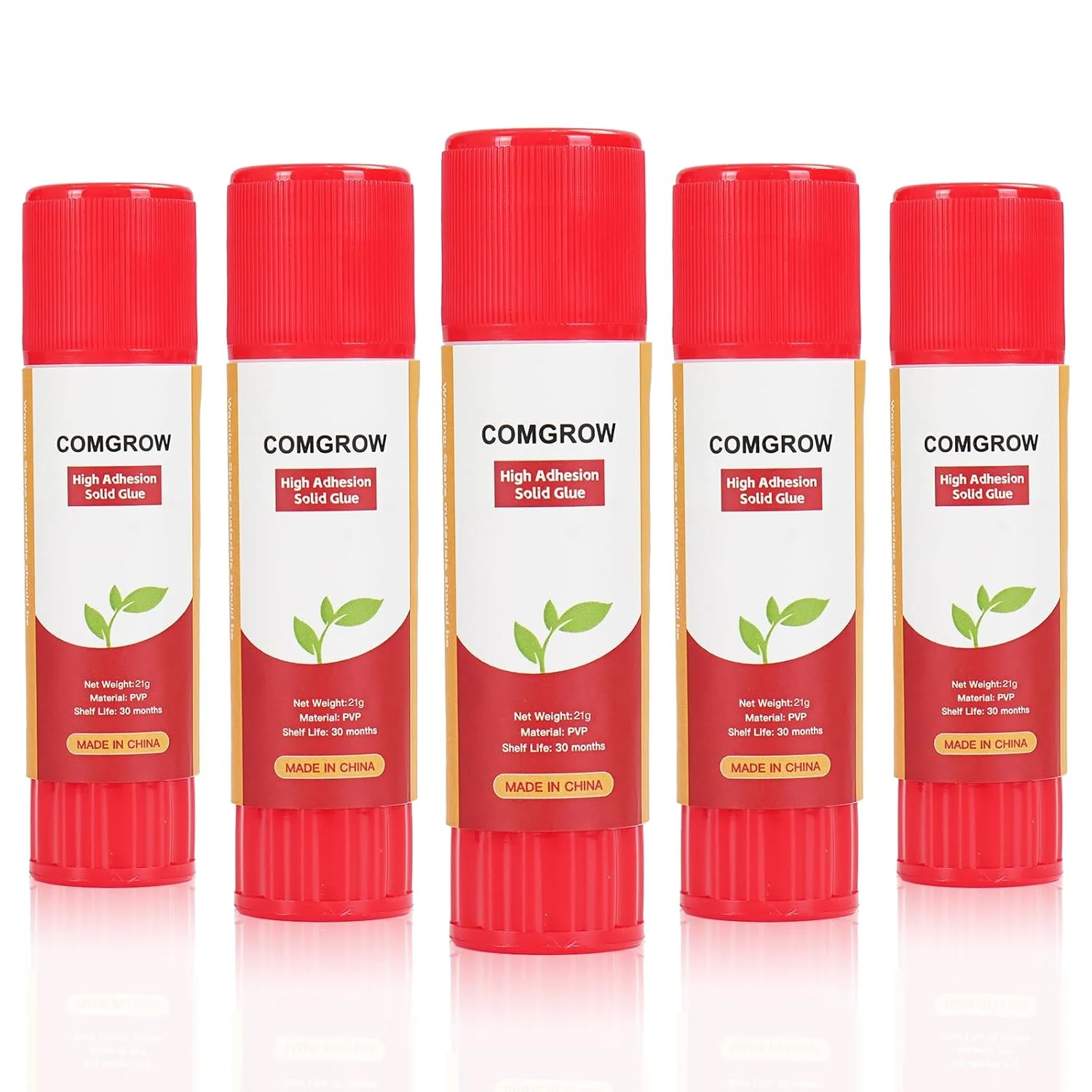 چسب ماتیکی پرینتر سه بعدی Comgrow بسته 5 عددی، چسب ماتیکی پرینتر سه بعدی کاهش دهنده تاب برداشتن برای چسب جامد PVP بستر گرم پرینتر سه بعدی برای PLA/ABS/PETG/PC/PA/TPU 21 گرم/0.74 اونس