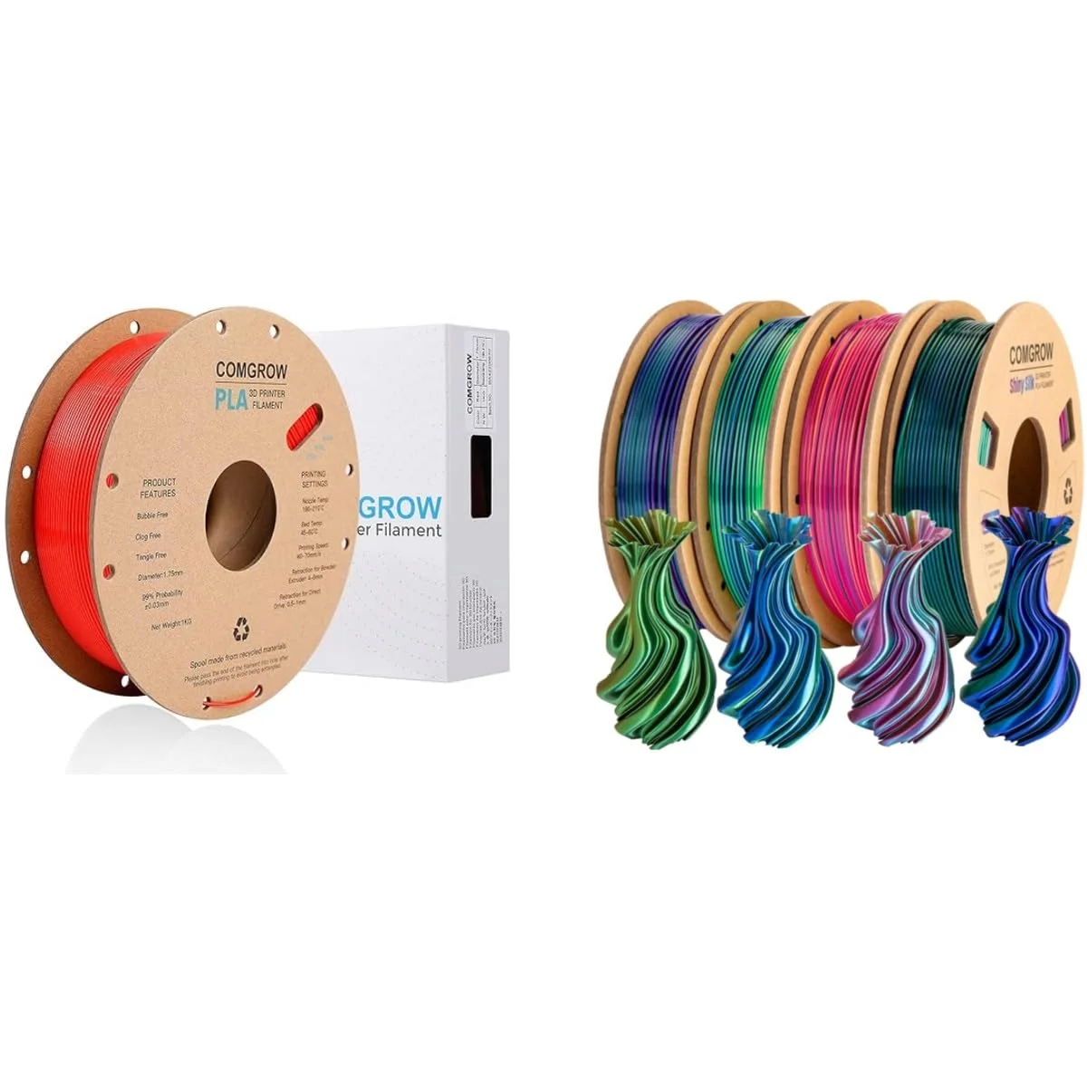 فیلامنت پرینتر سه بعدی PLA کامگرو، فیلامنت PLA پرینتر سه بعدی 1.75 میلی متری، قرقره 1 کیلوگرمی، PLA قرمز و ابریشمی براق رنگین کمانی چند رنگ فیلامنت پرینتر سه بعدی PLA کامگرو، فیلامنت PLA پرینتر سه بعدی 1.75 میلی متری، قرقره 1 کیلوگرمی، PLA قرمز و ابریشمی براق رنگین کمانی چند رنگ