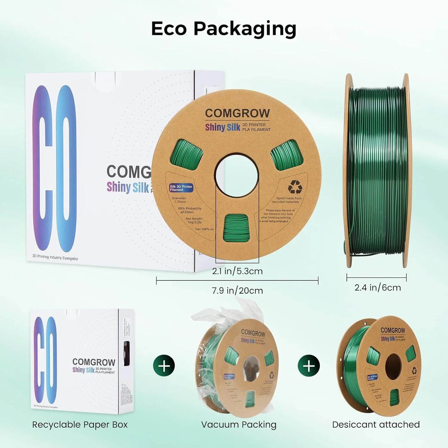 فیلامنت پرینتر سه بعدی PLA ابریشمی Comgrow، دو رنگ مشکی و سبز، فیلامنت PLA برای پرینت سه بعدی 1.75 میلی متر، اسپول 1 کیلوگرمی، فیلامنت سه بعدی ابریشمی براق Coextrusion و فیلامنت پرینتر سه بعدی PLA سفید 1 کیلوگرمی فیلامنت پرینتر سه بعدی PLA ابریشمی Comgrow، دو رنگ مشکی و سبز، فیلامنت PLA برای پرینت سه بعدی 1.75 میلی متر، اسپول 1 کیلوگرمی، فیلامنت سه بعدی ابریشمی براق Coextrusion و فیلامنت پرینتر سه بعدی PLA سفید 1 کیلوگرمی