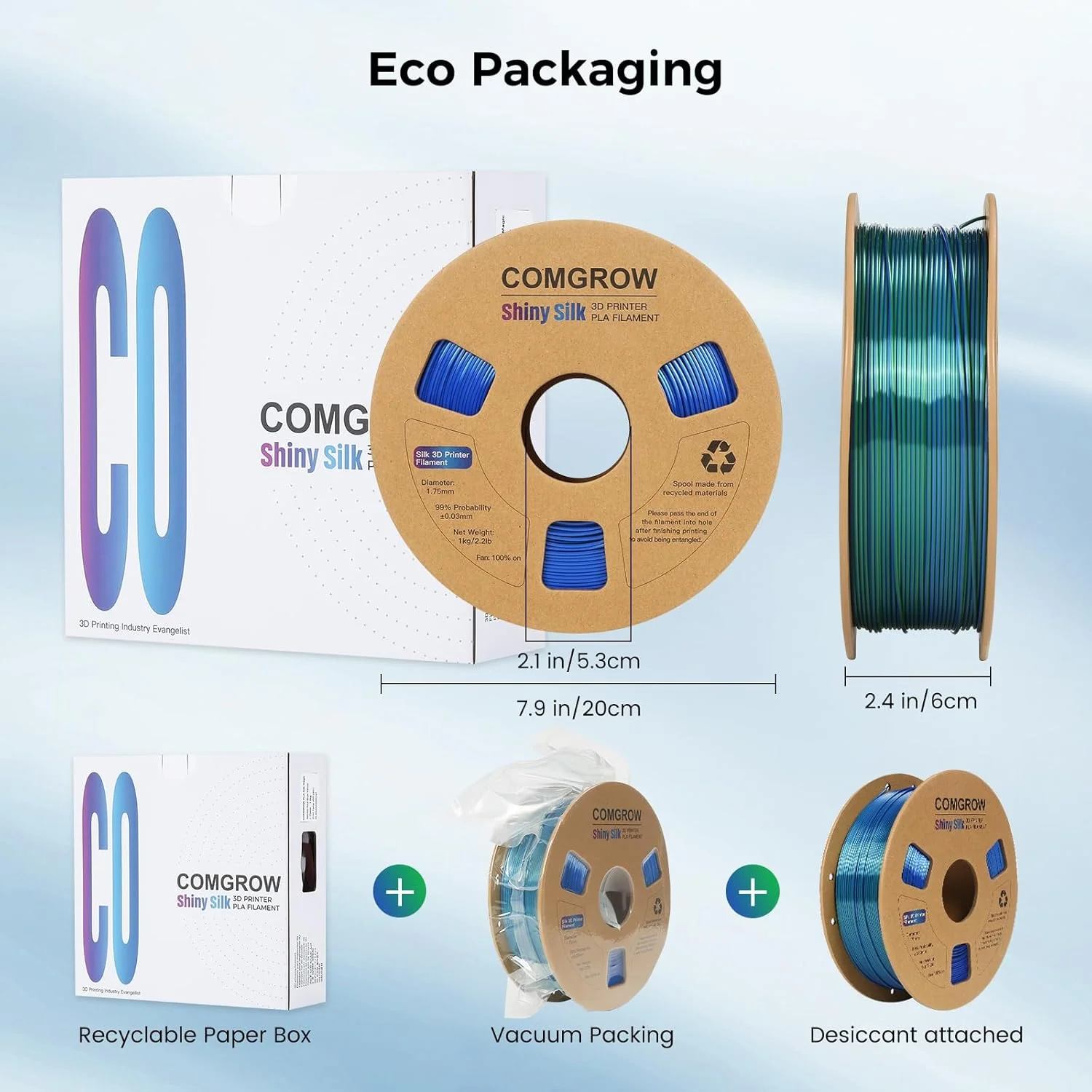 فیلامنت پرینتر سه بعدی PLA ابریشمی Comgrow، دو رنگ سبز و آبی، فیلامنت PLA برای پرینت سه بعدی 1.75 میلی متر، اسپول 1 کیلوگرمی، فیلامنت سه بعدی ابریشمی براق و فیلامنت چوب قهوه ای روشن 1 کیلوگرمی فیلامنت پرینتر سه بعدی PLA ابریشمی Comgrow، دو رنگ سبز و آبی، فیلامنت PLA برای پرینت سه بعدی 1.75 میلی متر، اسپول 1 کیلوگرمی، فیلامنت سه بعدی ابریشمی براق و فیلامنت چوب قهوه ای روشن 1 کیلوگرمی