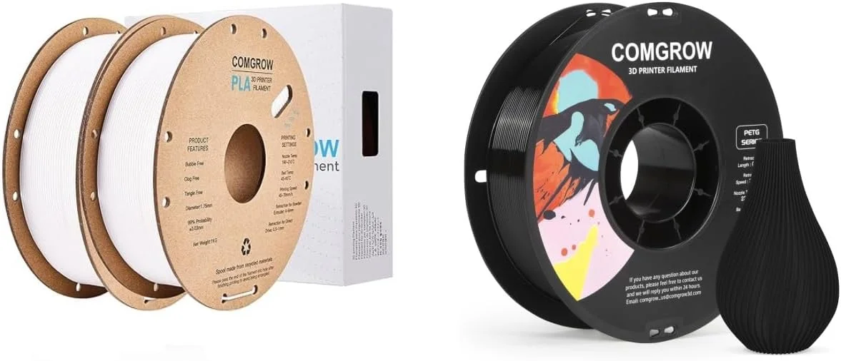 فیلامنت پرینتر سه بعدی PLA کامگرو، فیلامنت PLA پرینتر سه بعدی 1.75 میلی متر، دقت ابعادی +/- 0.02 میلی متر، 2 رول اسپول 1 کیلوگرمی PLA سفید و فیلامنت پرینتر سه بعدی PETG مشکی فیلامنت پرینتر سه بعدی PLA کامگرو، فیلامنت PLA پرینتر سه بعدی 1.75 میلی متر، دقت ابعادی +/- 0.02 میلی متر، 2 رول اسپول 1 کیلوگرمی PLA سفید و فیلامنت پرینتر سه بعدی PETG مشکی