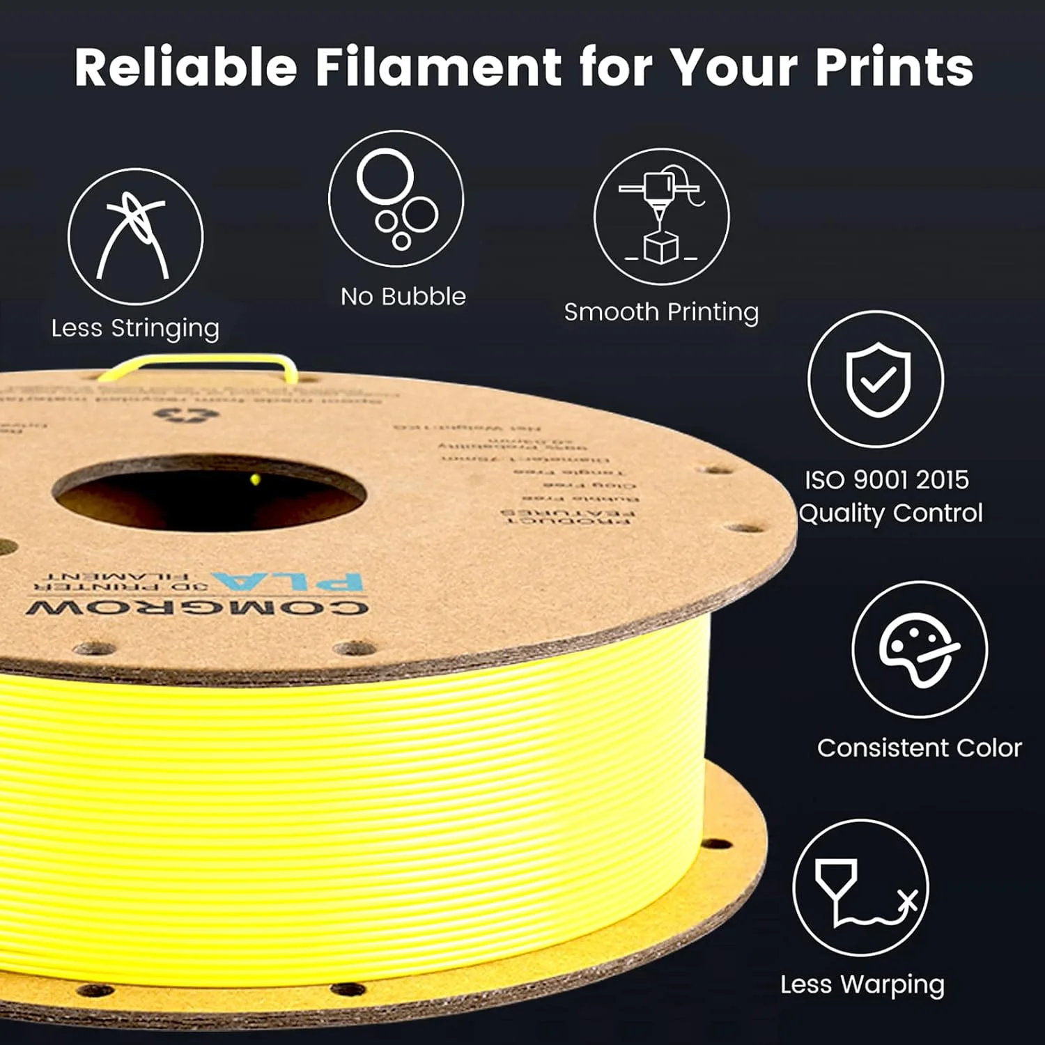 فیلامنت پرینتر سه بعدی PLA کامگرو، فیلامنت PLA پرینتر سه بعدی 1.75 میلی متر، قرقره 1 کیلوگرمی PLA زرد و سه رنگ ابریشمی فیلامنت پرینتر سه بعدی PLA کامگرو، فیلامنت PLA پرینتر سه بعدی 1.75 میلی متر، قرقره 1 کیلوگرمی PLA زرد و سه رنگ ابریشمی