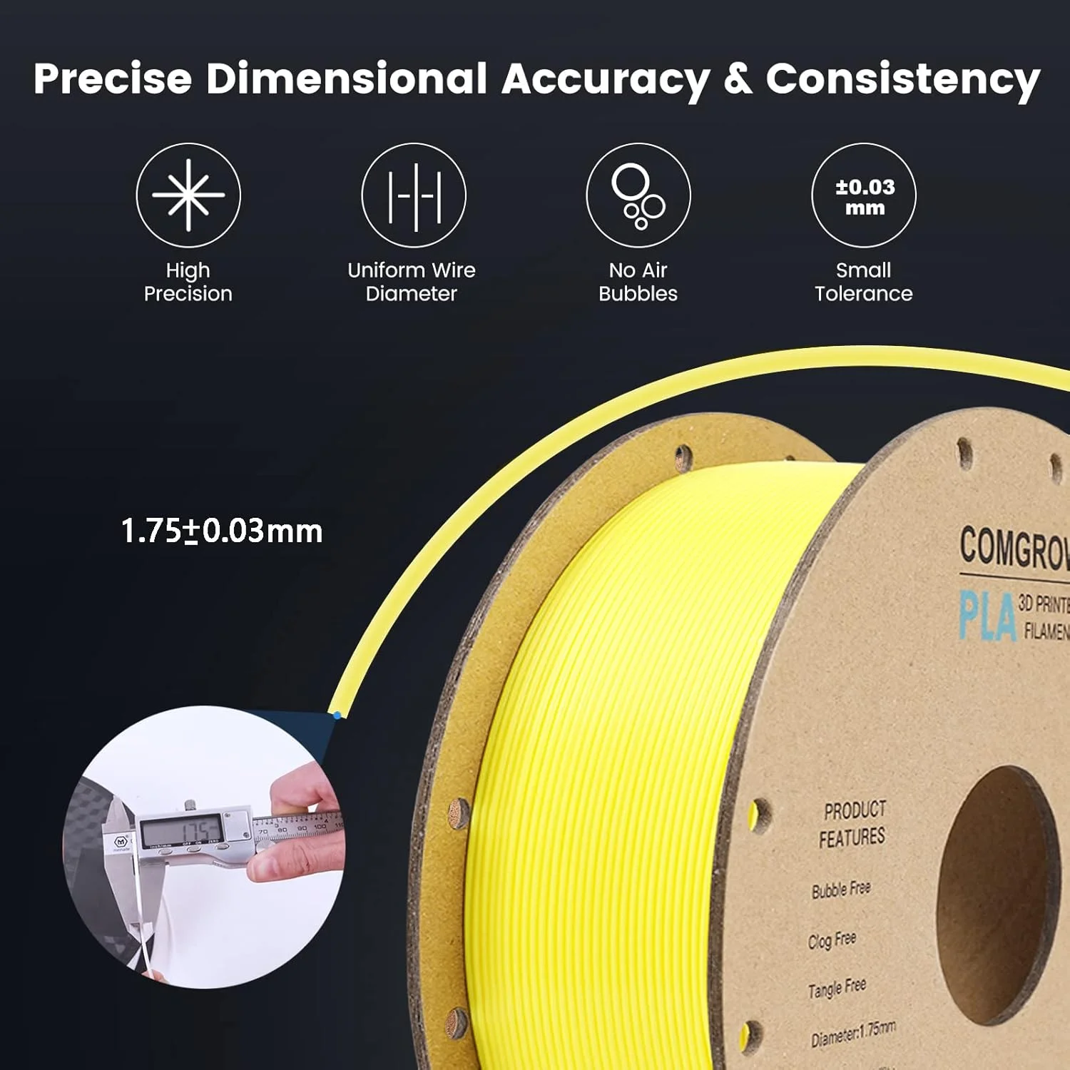 فیلامنت پرینتر سه بعدی PLA کامگرو، فیلامنت PLA پرینتر سه بعدی 1.75 میلی متر، قرقره 1 کیلوگرمی PLA زرد و سه رنگ ابریشمی فیلامنت پرینتر سه بعدی PLA کامگرو، فیلامنت PLA پرینتر سه بعدی 1.75 میلی متر، قرقره 1 کیلوگرمی PLA زرد و سه رنگ ابریشمی
