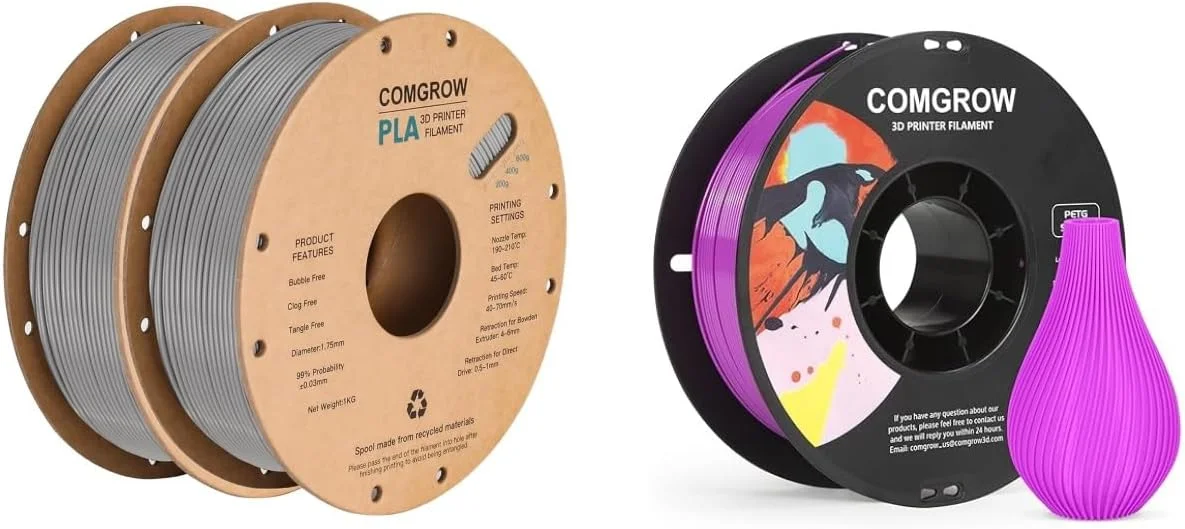 فیلامنت پرینتر سه بعدی PLA کامگرو، فیلامنت پرینتر سه بعدی PLA 1.75mm، 2 رول 1 کیلوگرمی PLA خاکستری و فیلامنت پرینتر سه بعدی PETG بنفش 1 کیلوگرمی فیلامنت پرینتر سه بعدی PLA کامگرو، فیلامنت پرینتر سه بعدی PLA 1.75mm، 2 رول 1 کیلوگرمی PLA خاکستری و فیلامنت پرینتر سه بعدی PETG بنفش 1 کیلوگرمی