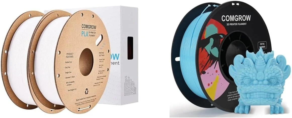 فیلامنت پرینتر سه بعدی PLA کامگرو، فیلامنت PLA پرینتر سه بعدی 1.75 میلی متر، 2 رول 1 کیلوگرمی PLA سفید و فیلامنت پرینتر سه بعدی PETG آبی روشن 1 کیلوگرمی فیلامنت پرینتر سه بعدی PLA کامگرو، فیلامنت PLA پرینتر سه بعدی 1.75 میلی متر، 2 رول 1 کیلوگرمی PLA سفید و فیلامنت پرینتر سه بعدی PETG آبی روشن 1 کیلوگرمی