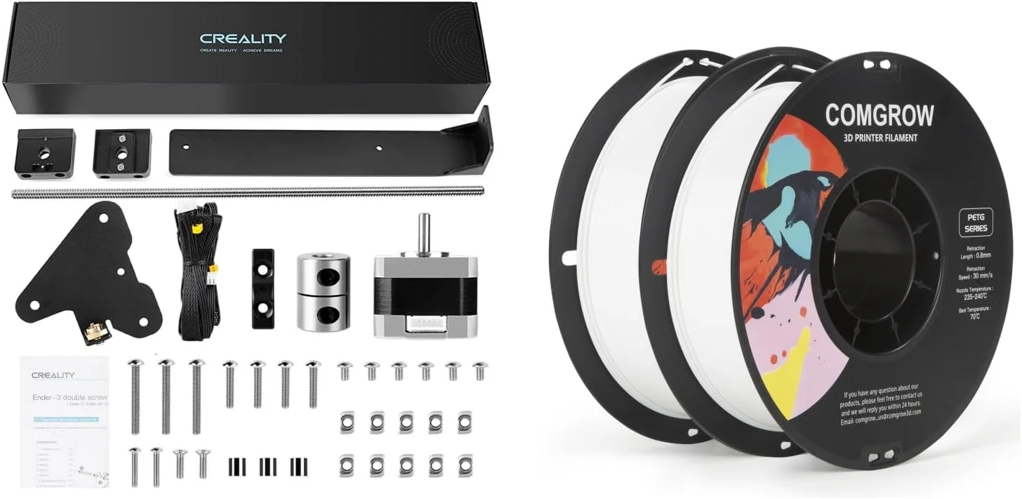 کیت ارتقاء محور Z دوگانه Comgrow Creality Ender 3 به همراه پیچ سربی، موتور پله ای و نگهدارنده منبع تغذیه فلزی، ارتقاء های Ender 3 pro برای Ender 3/ Ender 3 Pro/Ender 3 V2 و فیلامنت پرینتر سه بعدی PETG