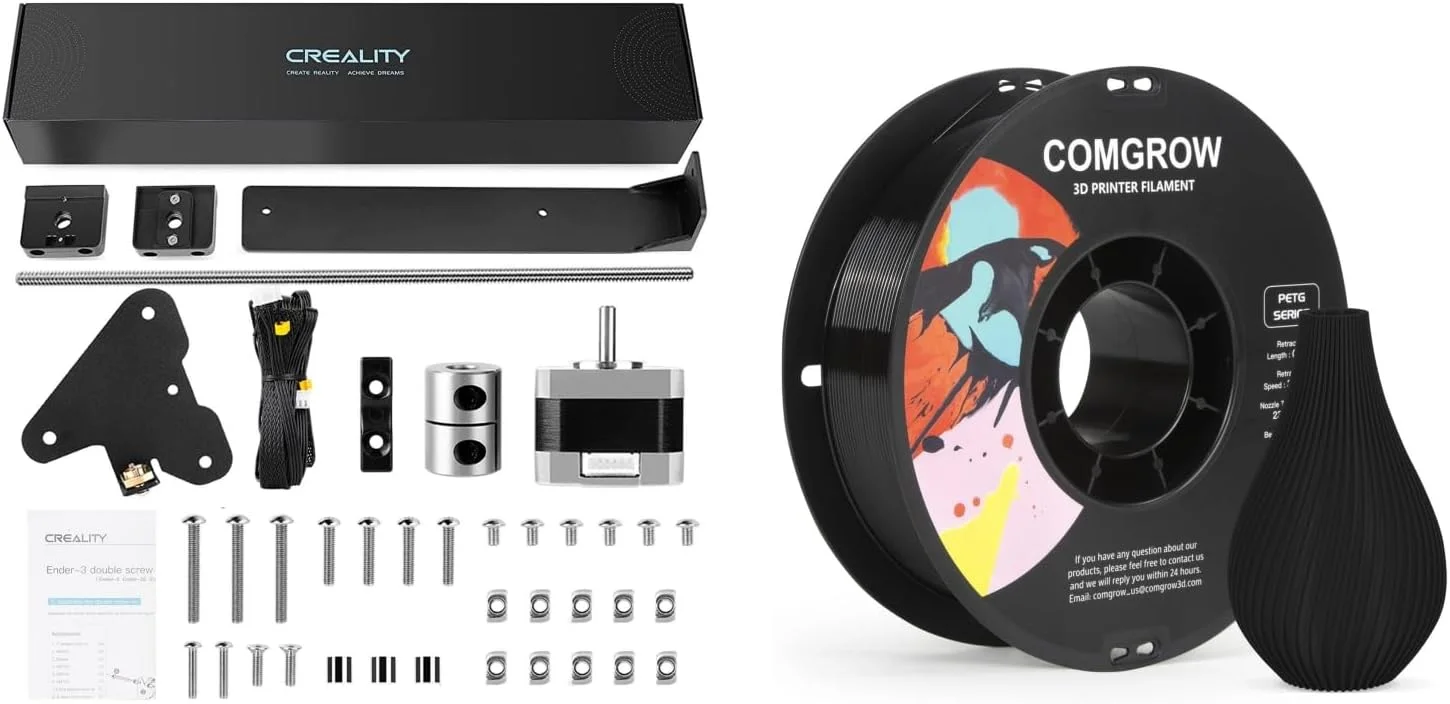 کیت ارتقاء محور Z دوگانه Comgrow Creality Ender 3 به همراه پیچ سربی، موتور پله ای و نگهدارنده منبع تغذیه فلزی، ارتقاء های Ender 3 pro برای/Ender 3 V2 و فیلامنت پرینتر سه بعدی PETG