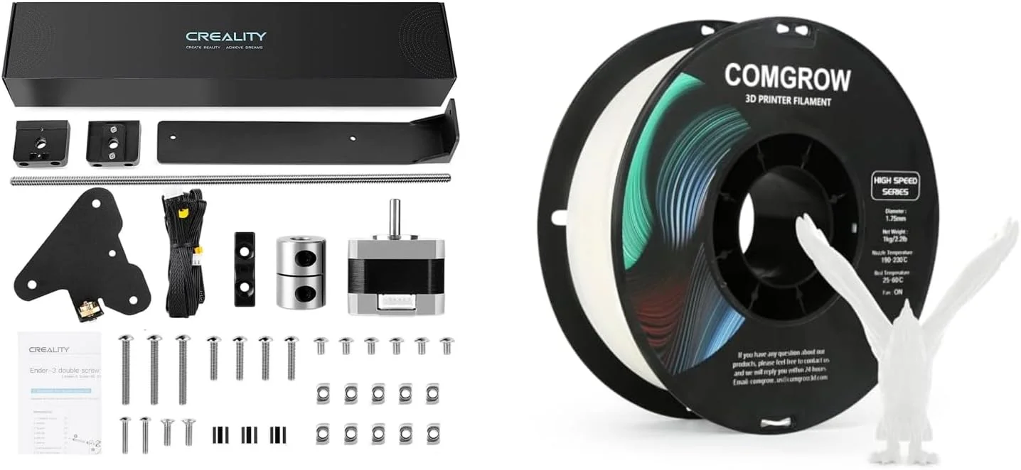 کیت ارتقاء محور دوگانه Z برای Creality Ender 3 به همراه پیچ سربی، موتور پله ای و نگهدارنده منبع تغذیه فلزی، ارتقاء Ender 3 pro برای Ender 3/ Ender 3 Pro/Ender 3 V2 و فیلامنت سفید سرعت بالا