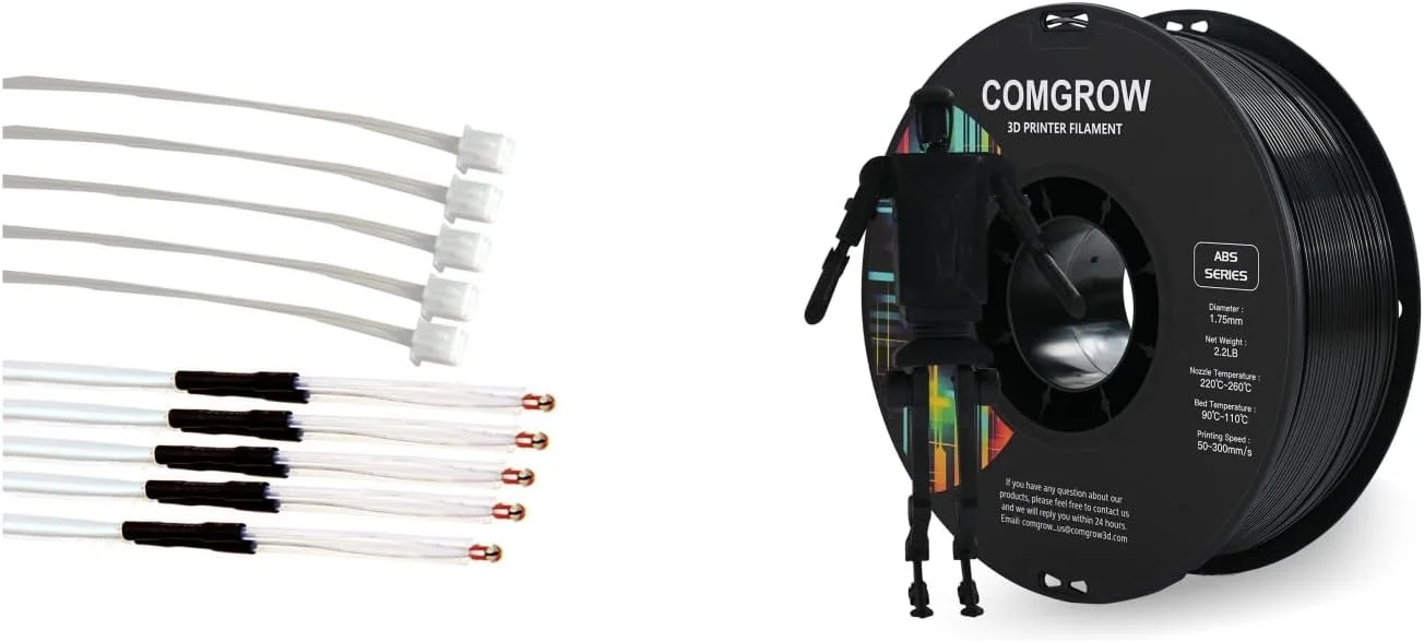 کامگرو 5 عدد ترمیستور NTC 100K پرینتر سه بعدی کرالیتی، ترمیستور NTC 3950 100K اهم سنسور دما برای کرالیتی Ender 3/Ender 3 Pro/Ender 3 Neo/Ender 3 Max و فیلامنت پرینتر سه بعدی ABS