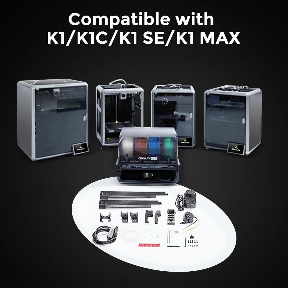 مجموعه لوازم جانبی ارتقاء سری Creality K1 Comgrow CFS، فیلامنت پرینتر سه بعدی PLA شش کیلوگرمی Comgrow و سیستم خودکار چند رنگی فیلامنت پرینتر سه بعدی Creality CFS