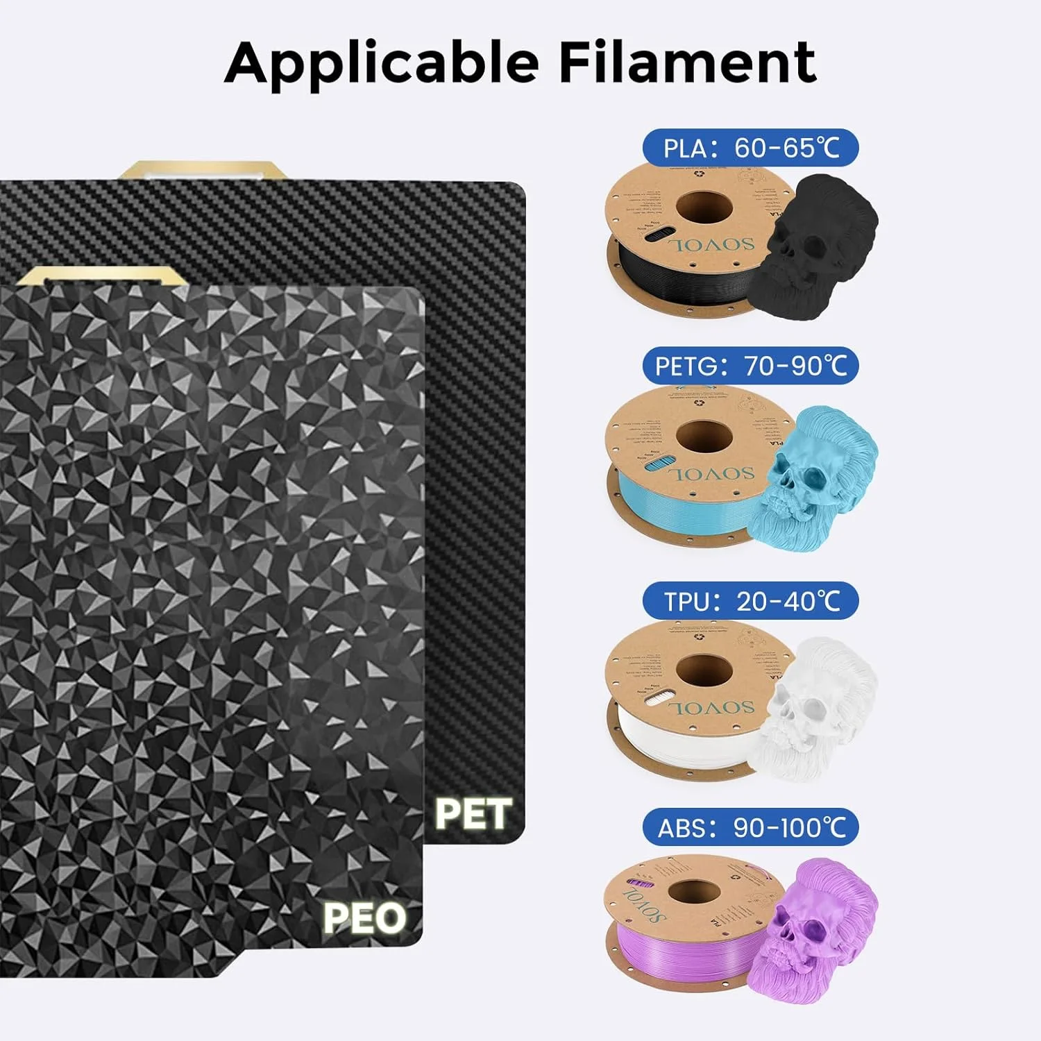 صفحه ساخت دو طرفه PEO PET برای Bambu Lab X1C/X1/X1E/P1P/P1S/A1، صفحه فولادی فنری 257x257 میلی‌متری برای پرینتر سه بعدی Bambu و هات‌اند A1/A1 mini