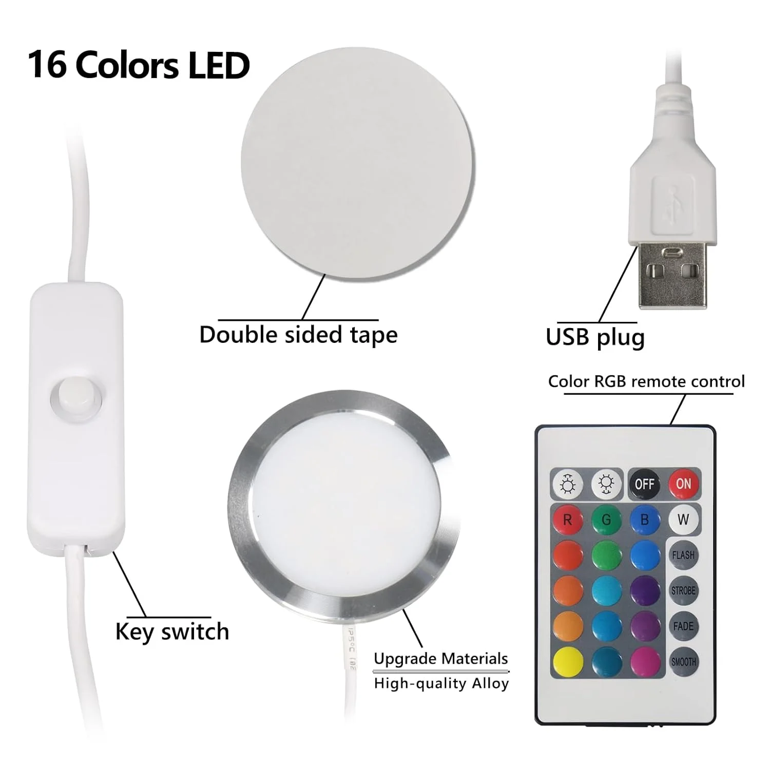 کیت لامپ ال ای دی 2 عددی 001 16 رنگ برای چاپ سه بعدی، کیت چراغ ال ای دی RGB با کنترل از راه دور - نوار نور مانیتور برای Makerworld/Anycubic/Makeronline، تغذیه 5 ولت USB
