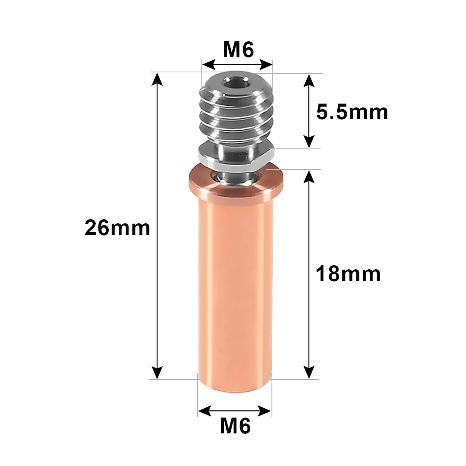 ۳ عدد گلوگاه حرارتی بایمتال ارتقا یافته تمام فلزی تیتانیوم + مس بایمتال TC4 برای Anycubic Mega S/Vyper/Mega Pro با فیلامنت ۱.۷۵ میلی‌متری، قطعات پرینتر سه بعدی