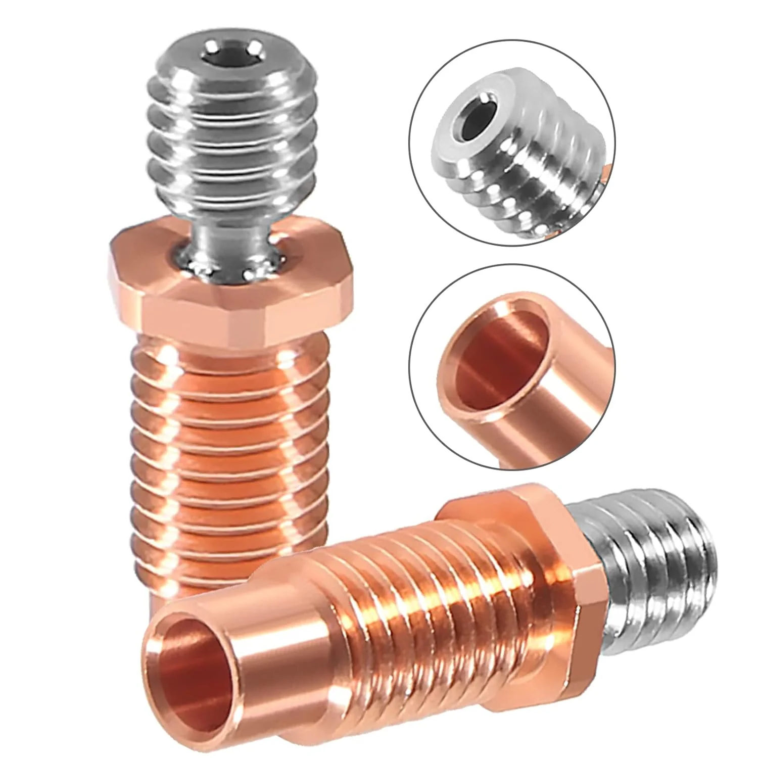 ۵ عدد گلوگاه حرارتی V6 تمام فلزی رزوه دار، آلیاژ تیتانیوم ارتقا یافته + گلوگاه های دو فلزی مسی برای هات اند V6 Volcano پرینترهای سه بعدی Prusa I3 MK3/MK3S