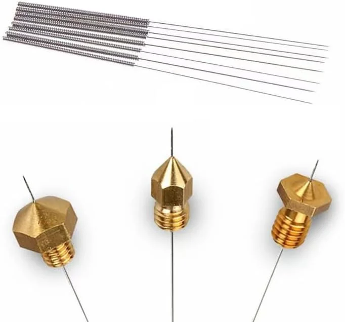 کیت تمیز کننده نازل پرینتر سه بعدی 100 عددی، سوزن های تمیز کننده نازل استیل ضد زنگ 0.4 میلی متری، ابزار تمیز کننده نازل پرینتر سه بعدی، کیت ابزار چاپ سه بعدی لوازم جانبی پرینتر سه بعدی برای نازل های فیلامنت