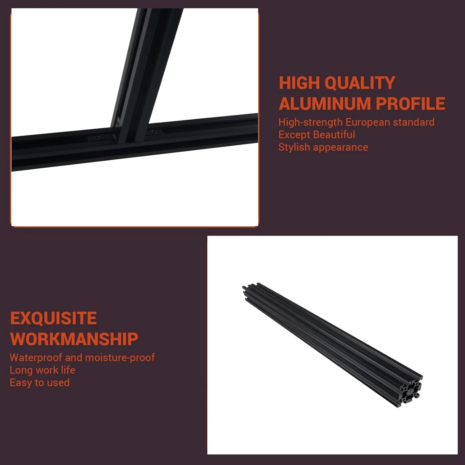 پروفیل اکستروژن آلومینیومی CNCYEAH 2020 به طول 1220 میلی متر، 10 عدد، شیار T، مشکی، استاندارد اروپا، آنودایز شده، پروفیل آلومینیومی CNC، 10 ست اتصال دهنده، 50 عدد مهره، 1 عدد آچار برای پرینتر سه بعدی DIY