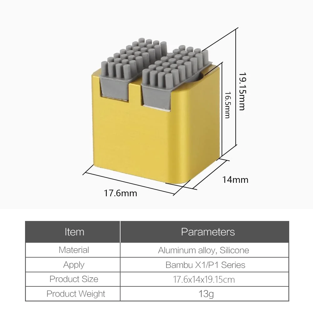 کیت برس و تمیز کننده نازل P1/P1S بامبو، پایه آلومینیومی + 6 پد سیلیکونی | لوازم جانبی نصب فوری پرینتر سه بعدی برای X1/X1C