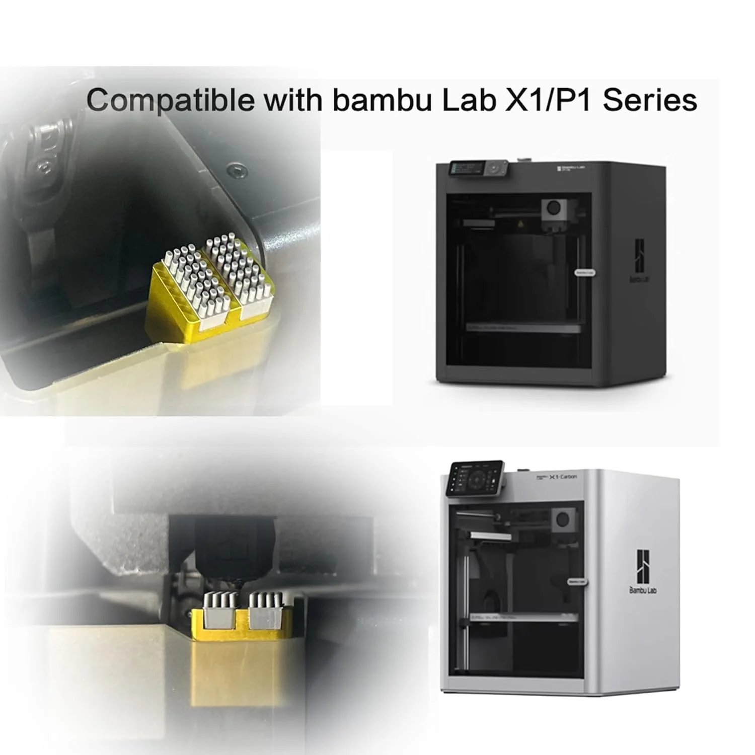 کیت برس و تمیز کننده نازل P1/P1S بامبو، پایه آلومینیومی + 6 پد سیلیکونی | لوازم جانبی نصب فوری پرینتر سه بعدی برای X1/X1C