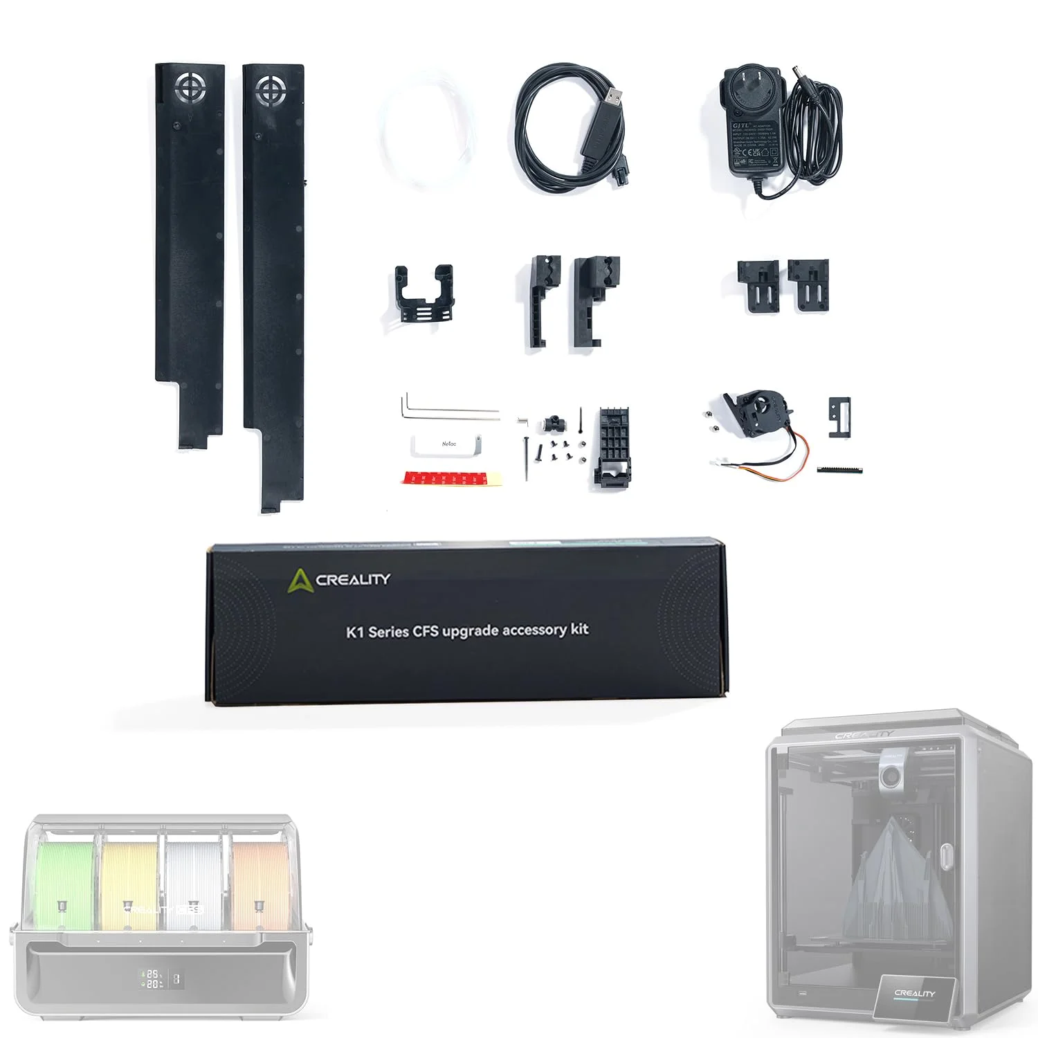 کیت ارتقاء رسمی سری K1 کرالیتی، فعالسازی چاپ سهبعدی چند رنگ با سیستم فیلامنت CFS، سازگار با پرینترهای سهبعدی K1 Max، K1C، K1، K1 SE کیت ارتقاء رسمی سری K1 کرالیتی، فعالسازی چاپ سهبعدی چند رنگ با سیستم فیلامنت CFS، سازگار با پرینترهای سهبعدی K1 Max، K1C، K1، K1 SE