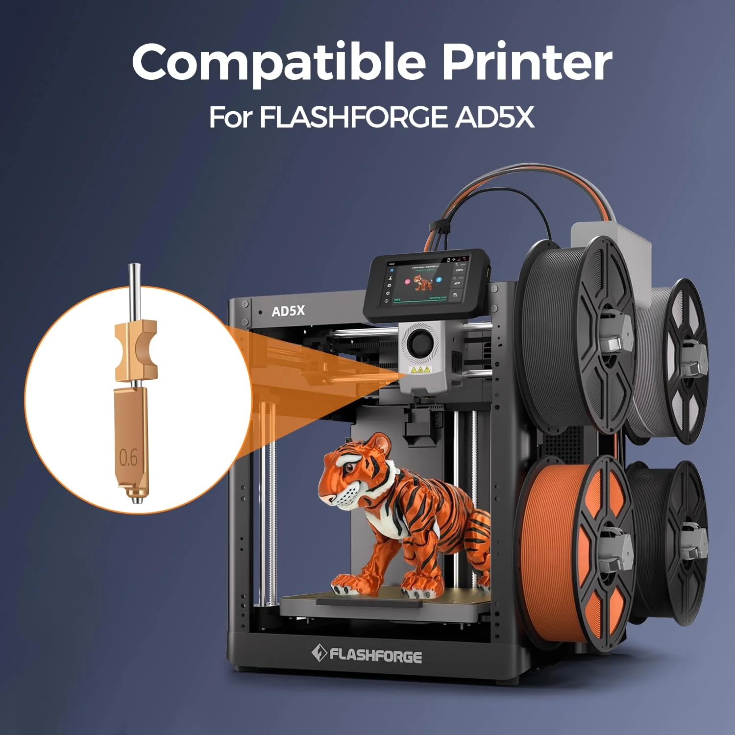 کیت هاتاند نازل تمام فلزی اورجینال CCTREE با سرعت بالا برای FLASHFORGE AD5X، بلوک حرارتی نازل با رهاسازی سریع، سازگار با PLA/ABS/PETG/TPU/PP/PC/Nylon، 0.6mm کیت هاتاند نازل تمام فلزی اورجینال CCTREE با سرعت بالا برای FLASHFORGE AD5X، بلوک حرارتی نازل با رهاسازی سریع، سازگار با PLA/ABS/PETG/TPU/PP/PC/Nylon، 0.6mm