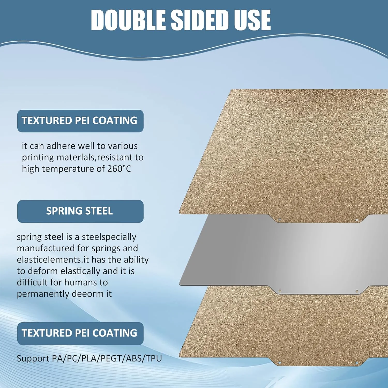 صفحه PEI بافتدار دو طرفه CCTREE برای QIDI X-SMART3، صفحه ساخت فولادی فنری PEI بستر چاپ انعطاف پذیر پلتفرم سطح قابل جابجایی برای چاپگر سه بعدی QIDI X-SMART3، 185 * 185 میلی متر صفحه PEI بافتدار دو طرفه CCTREE برای QIDI X-SMART3، صفحه ساخت فولادی فنری PEI بستر چاپ انعطاف پذیر پلتفرم سطح قابل جابجایی برای چاپگر سه بعدی QIDI X-SMART3، 185 * 185 میلی متر