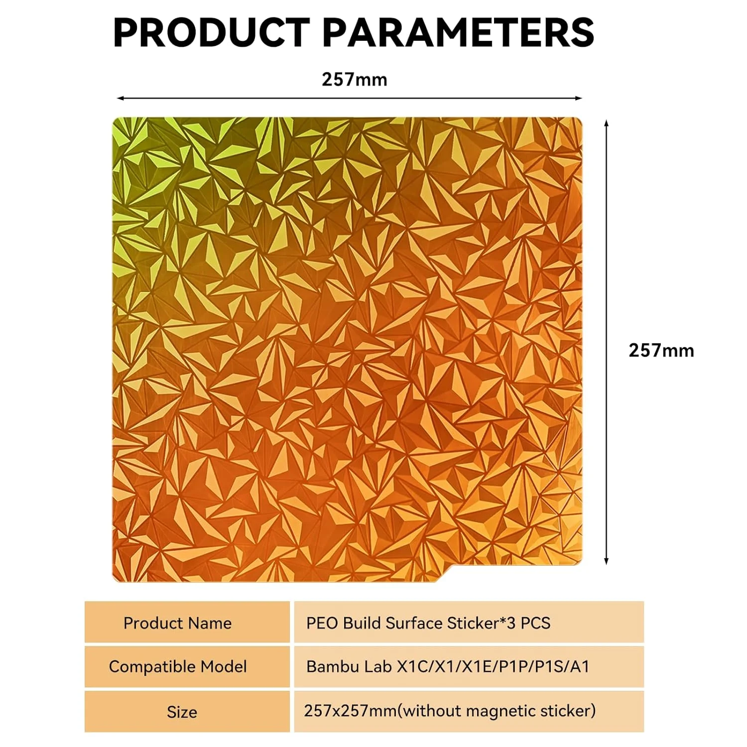 برچسب سطح ساخت آفتابپرست CCTREE PEO، 257x257 میلیمتر، 3 عدد برچسب بستر حرارتی چاپ سه بعدی بدون ورق فولادی فنری و پایه مغناطیسی برای چاپگرهای سه بعدی Bambu Lab X1/X1C/P1P/P1S/A1 برچسب سطح ساخت آفتابپرست CCTREE PEO، 257x257 میلیمتر، 3 عدد برچسب بستر حرارتی چاپ سه بعدی بدون ورق فولادی فنری و پایه مغناطیسی برای چاپگرهای سه بعدی Bambu Lab X1/X1C/P1P/P1S/A1