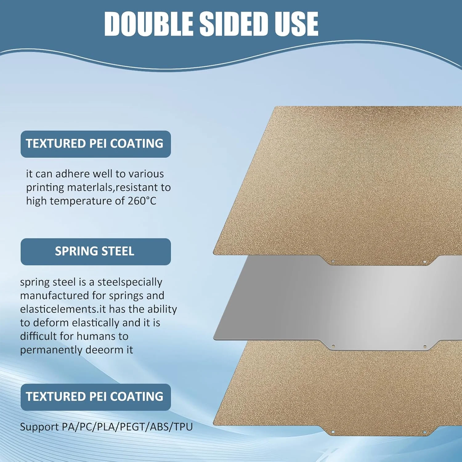 صفحه PEI بافتدار دو طرفه CCTREE برای QIDI X-Max 3، صفحه ساخت فولادی فنری PEI بستر چاپ انعطاف پذیر پلتفرم سطح قابل جابجایی برای QIDI X-Max 3، چاپگرهای سه بعدی Geetch A30 Pro، 330 * 330 میلی متر صفحه PEI بافتدار دو طرفه CCTREE برای QIDI X-Max 3، صفحه ساخت فولادی فنری PEI بستر چاپ انعطاف پذیر پلتفرم سطح قابل جابجایی برای QIDI X-Max 3، چاپگرهای سه بعدی Geetch A30 Pro، 330 * 330 میلی متر