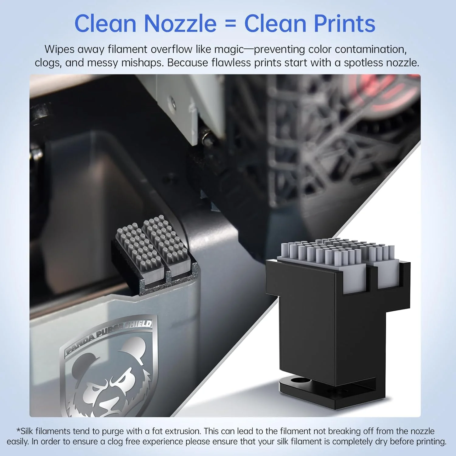 BIQU 2 عدد برس نازل پاندا + پد محافظ تخلیه ضایعات پرینتر سه بعدی BIQU پاندا سازگار با Bambu-Lab P1S/P1P/X1C/X1E BIQU 2 عدد برس نازل پاندا + پد محافظ تخلیه ضایعات پرینتر سه بعدی BIQU پاندا سازگار با Bambu-Lab P1S/P1P/X1C/X1E