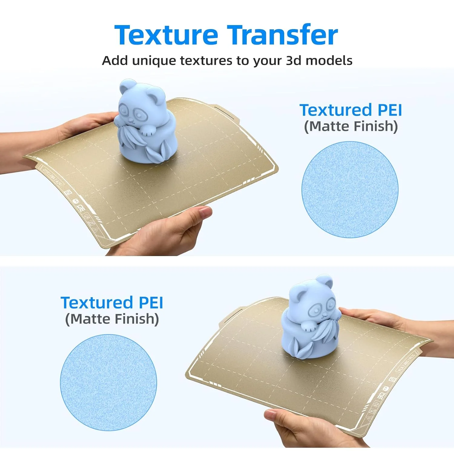 صفحه ساخت دو طرفه بافتدار PEI بیکیو 257x257 میلیمتر + کیت ارتقاء Panda Edge + 3 عدد تیغه، اسکرابر حذف مدل پرینتر سه بعدی مناسب برای رشتههای PLA/PETG/TPU/ABS صفحه ساخت دو طرفه بافتدار PEI بیکیو 257x257 میلیمتر + کیت ارتقاء Panda Edge + 3 عدد تیغه، اسکرابر حذف مدل پرینتر سه بعدی مناسب برای رشتههای PLA/PETG/TPU/ABS