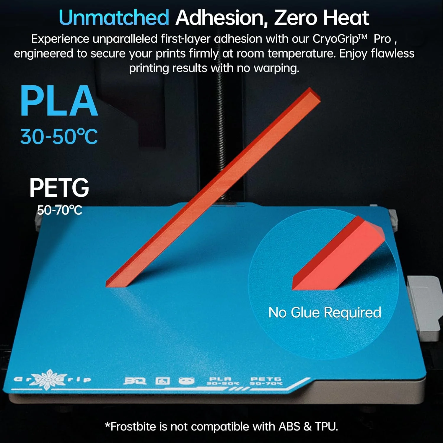 صفحه ساخت BIQU CryoGrip Pro Frostbite + PEI صاف + PEI بافت دار پاندا 257x257 میلی متر سازگار با پرینترهای سه بعدی Bambu-Lab P1P/P1S/X1C/X1E/A1 پلتفرم سطح جداشدنی