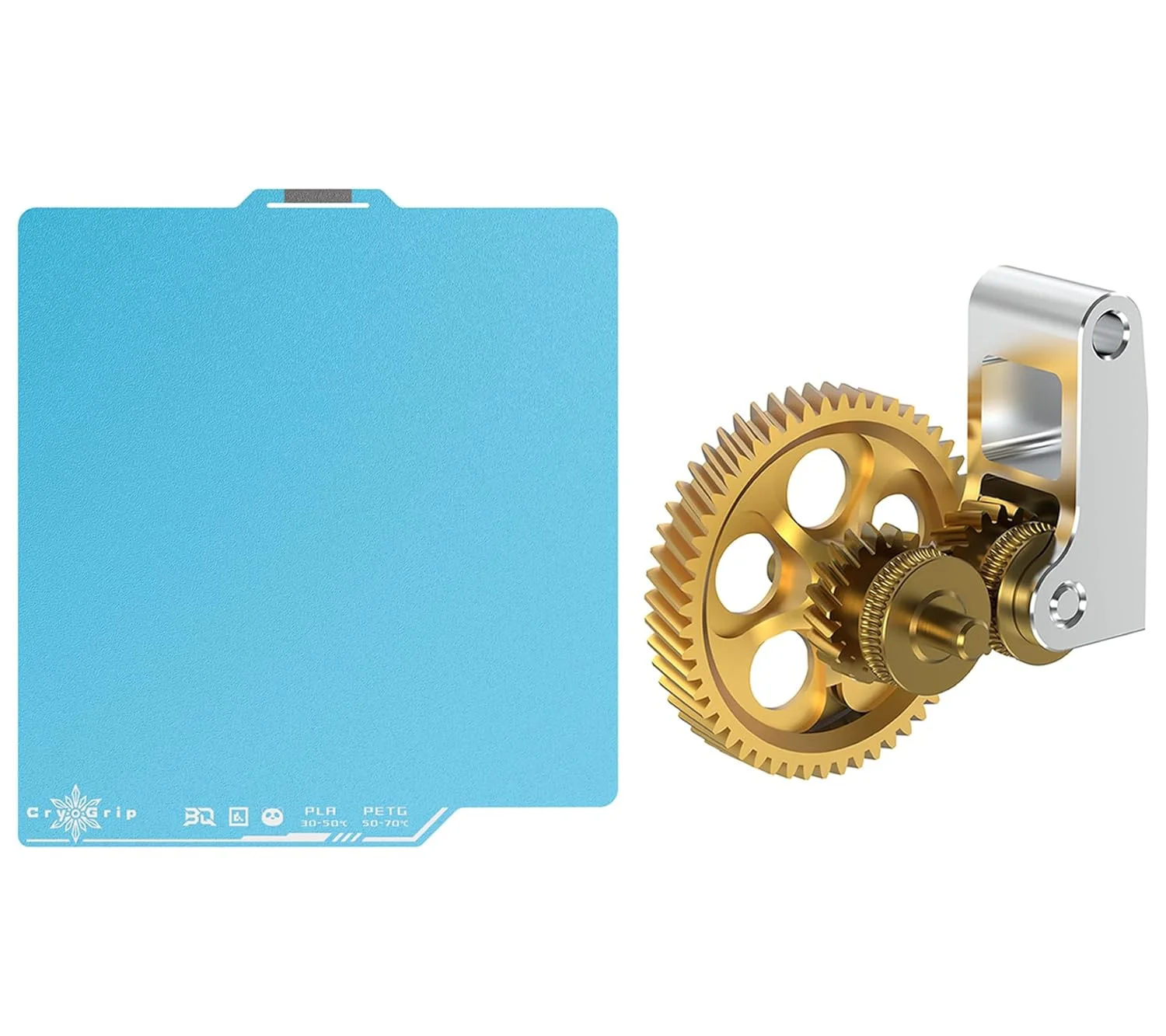 صفحه ساخت BIQU CryoGrip Pro Frostbite Panda، ابعاد ۲۵۷x۲۵۷ میلی‌متر + چرخ‌دنده اکسترودر ارتقا یافته Panda Claw، سازگار با پرینترهای سه بعدی Bambu-Lab P1P/P1S/X1C/X1E