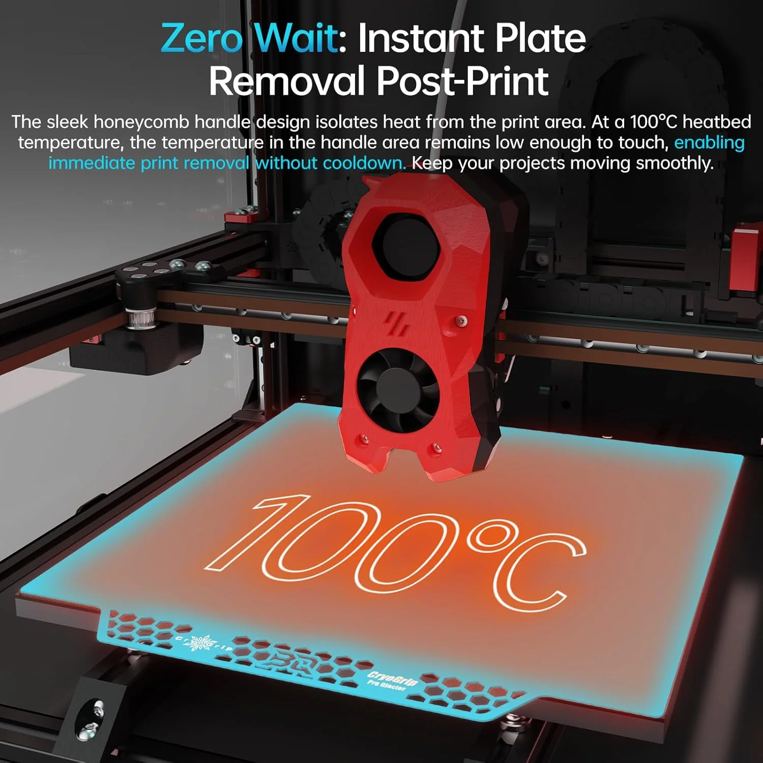 صفحه ساخت BIQU CryoGrip Pro Glacier Panda برای پرینترهای سه بعدی Voron 300/QIDI Plus 4، ابعاد 300x300 میلی متر + لبه پاندا + کیت ارتقاء 3 عددی تیغه، اسکراپر حذف چاپ سه بعدی مناسب برای PLA/PETG/PA-CF و فیلامنت های مختلف