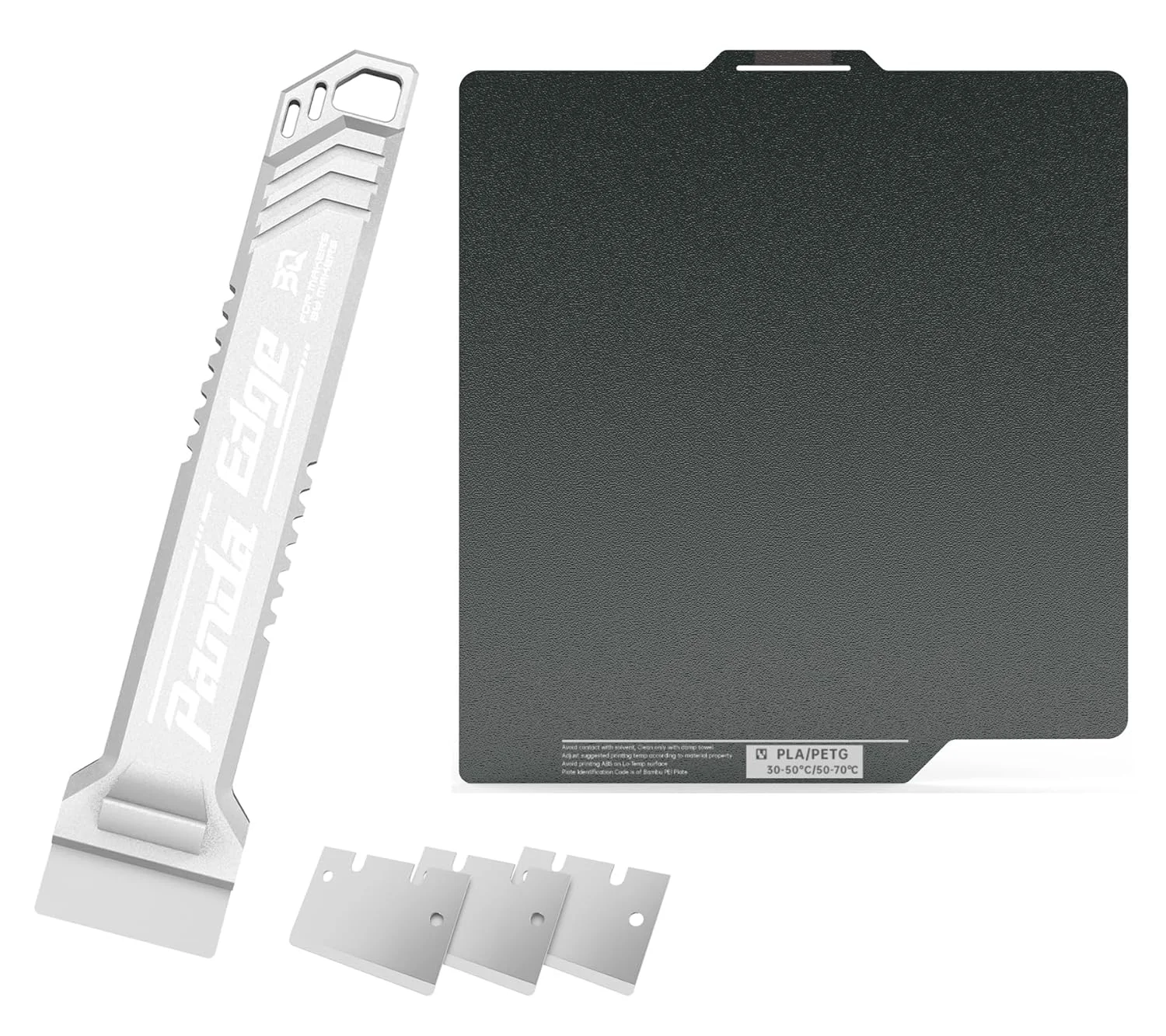 صفحه ساخت BIQU CryoGrip Panda ابعاد 257x257mm + کیت ارتقاء تیغه Panda Edge (شامل 3 عدد) کاردک جدا کننده مدل پرینتر سه بعدی مناسب برای فیلامنت PLA PETG