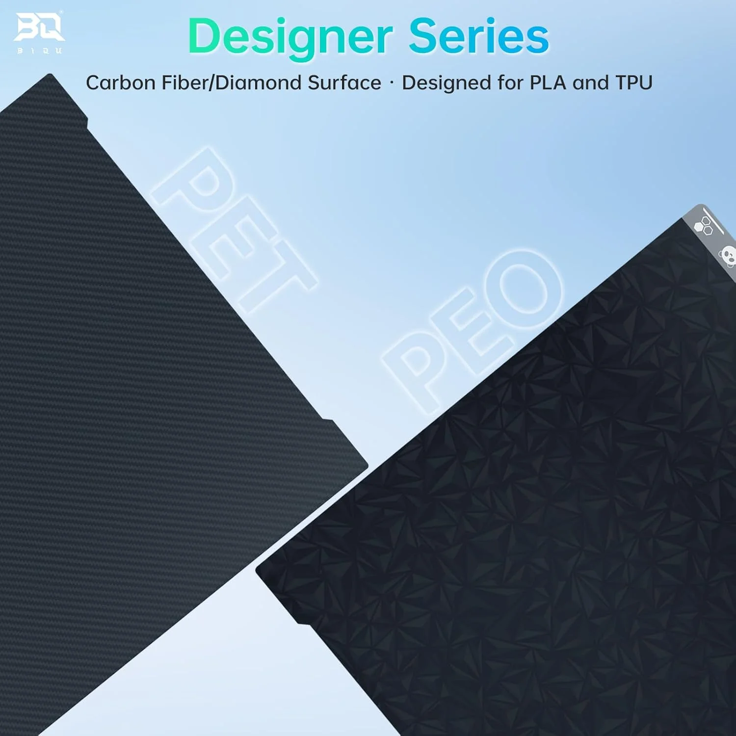 صفحه ساخت دو طرفه صاف PEO + PET طراح BIQU برای پرینترهای سه بعدی Bambu-Lab H2D/H2S، ورق فولادی فنری انعطاف پذیر 346x355mm، پلتفرم سطح جداشدنی