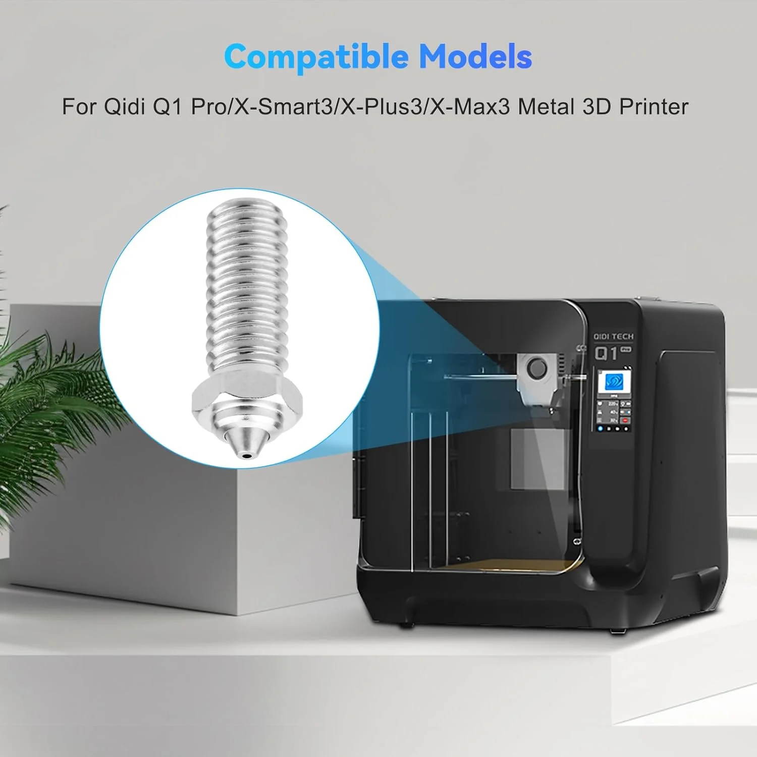 دو عدد نازل 0.4 میلی‌متری بایمتال Qidi X-Max 3 ساخته شده از فولاد سخت شده و مواد روکش مس، کیت نازل پرینتر سه بعدی، برای پرینتر سه بعدی فلزی Qidi Q1 Pro/X-Smart3/X-Plus3/X-Max3